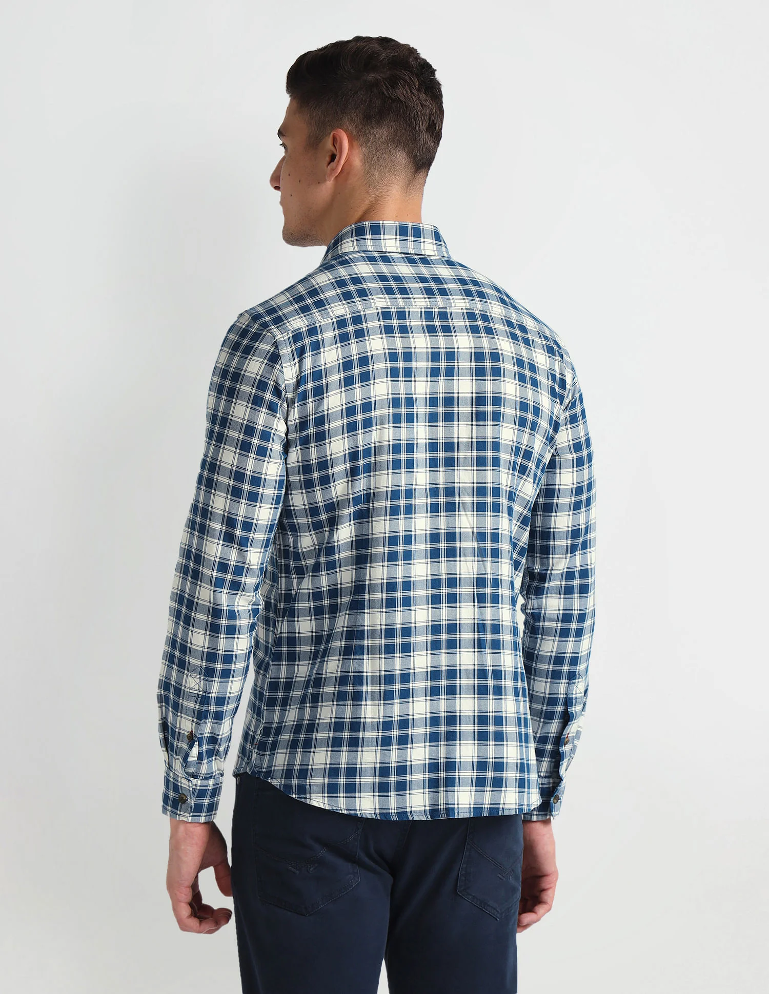 Cutaway Collar Tartan Shirt - Image 5