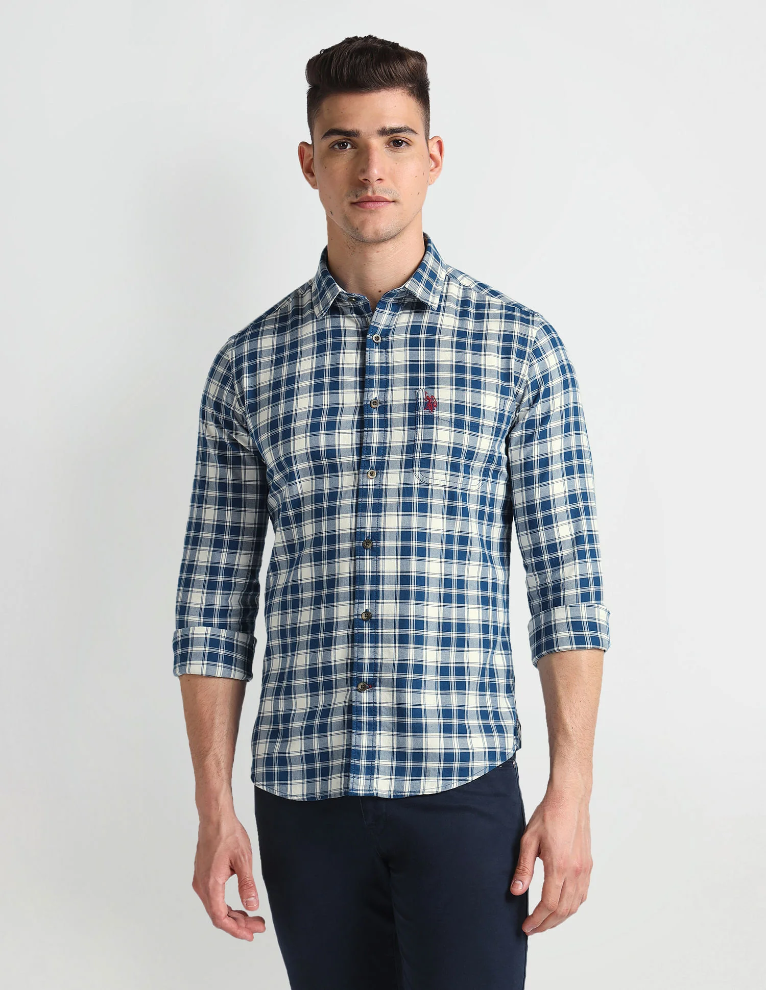 Cutaway Collar Tartan Shirt - Image 6