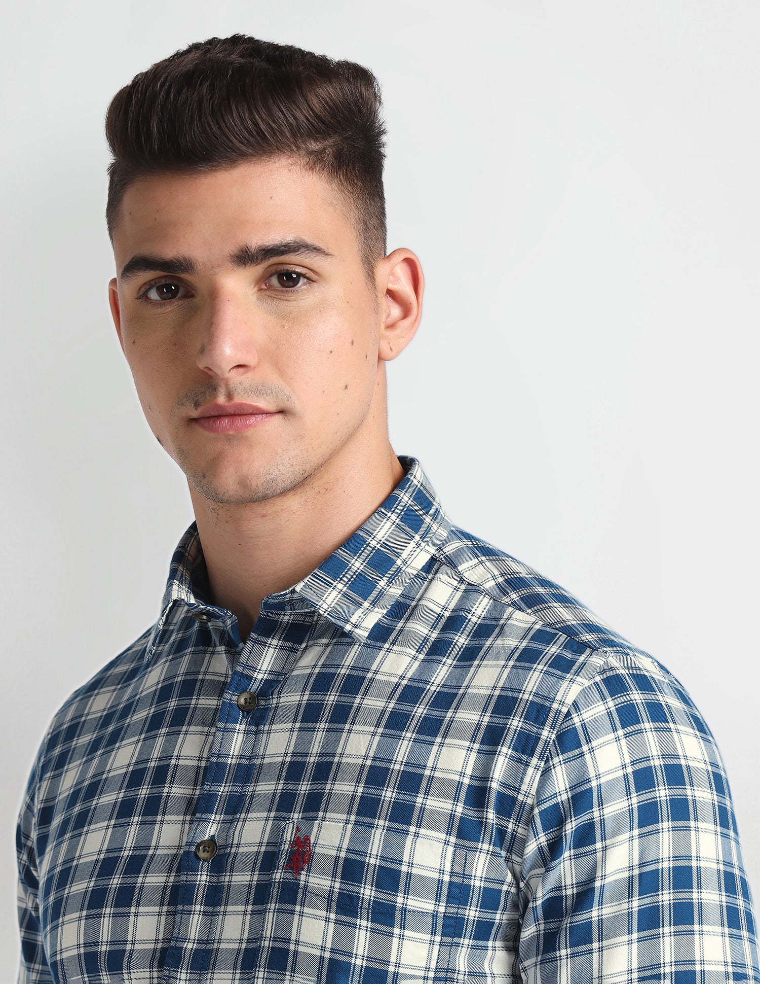 Cutaway Collar Tartan Shirt - Image 7