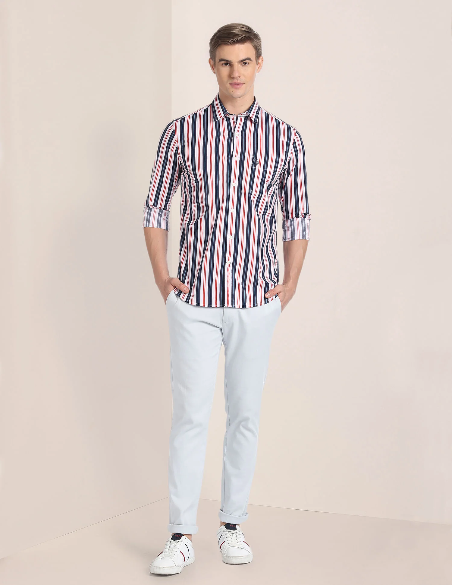 Cutaway Collar Vertical Stripe Shirt - Image 2