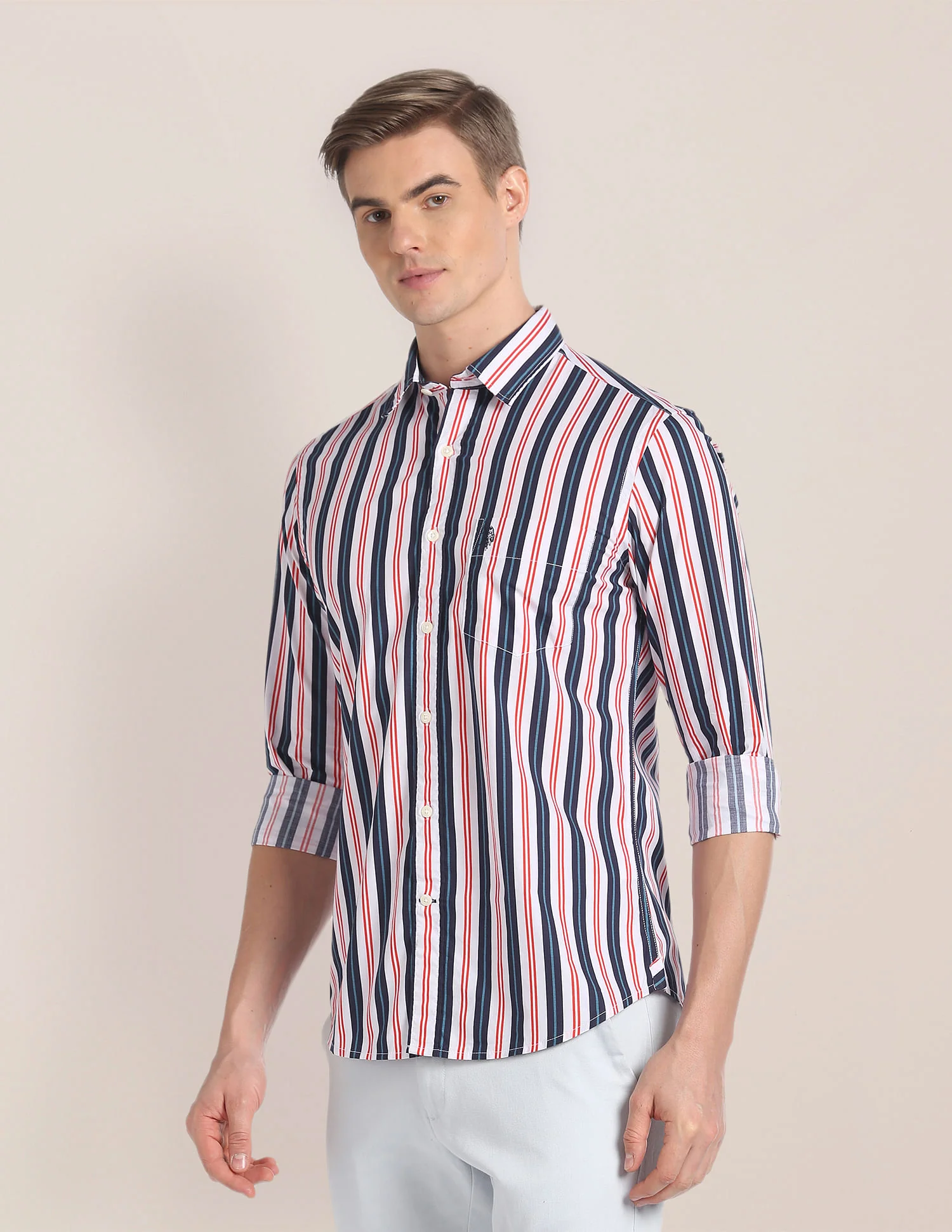 Cutaway Collar Vertical Stripe Shirt - Image 3