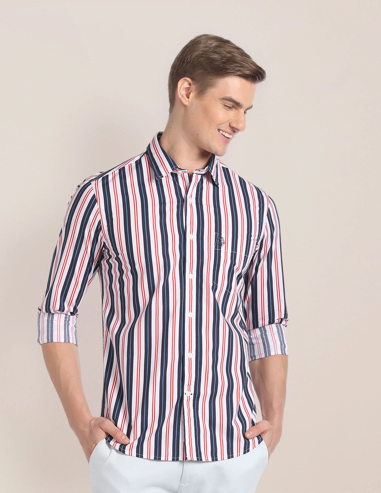 Cutaway Collar Vertical Stripe Shirt - Image 4