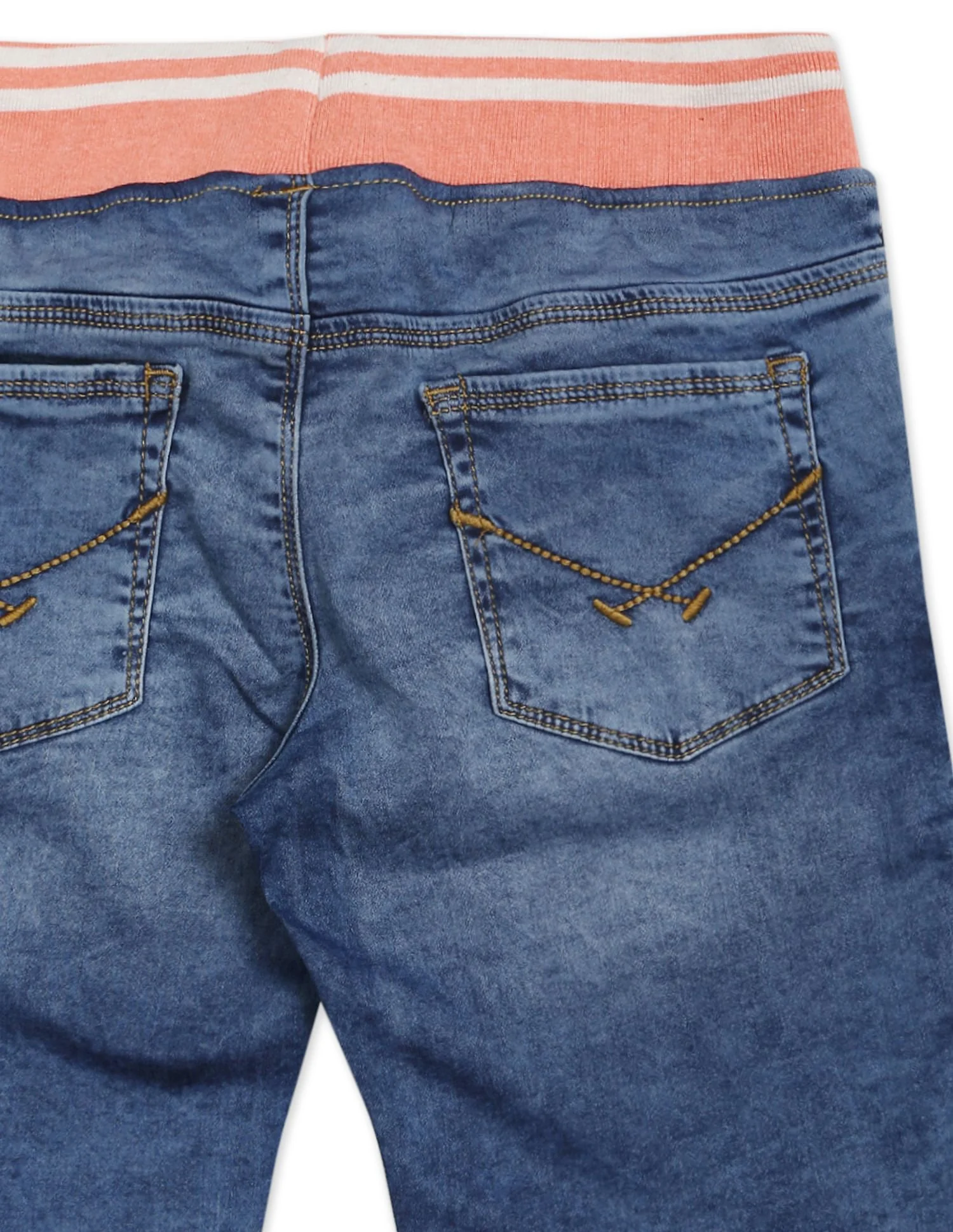 Drawstring Waist Washed Denim Shorts - Image 5