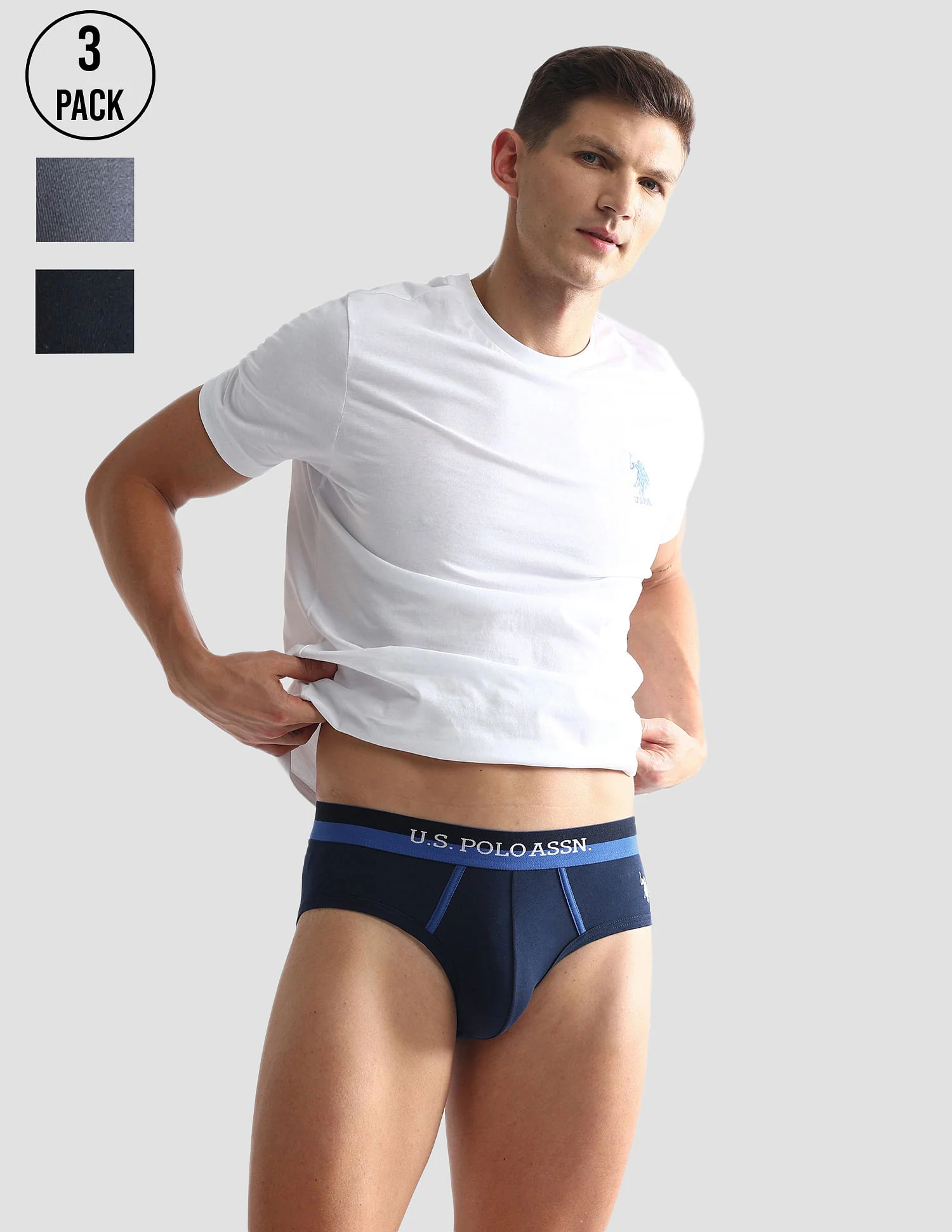 Dual Tone Cotton Stretch OET07 Briefs - Pack Of 3