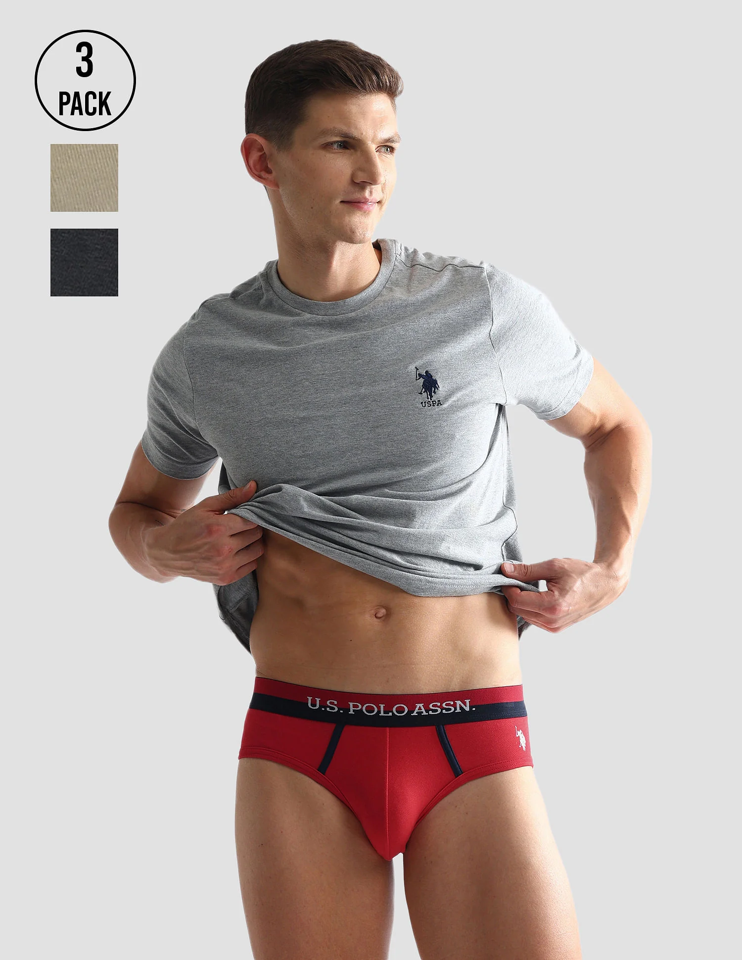 Dual Tone Cotton Stretch OET07 Briefs - Pack Of 3