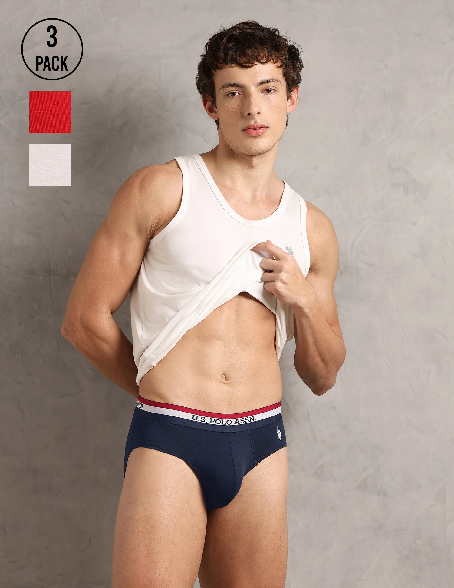 Elasticized Waist Solid EB002 Briefs - Pack Of 3