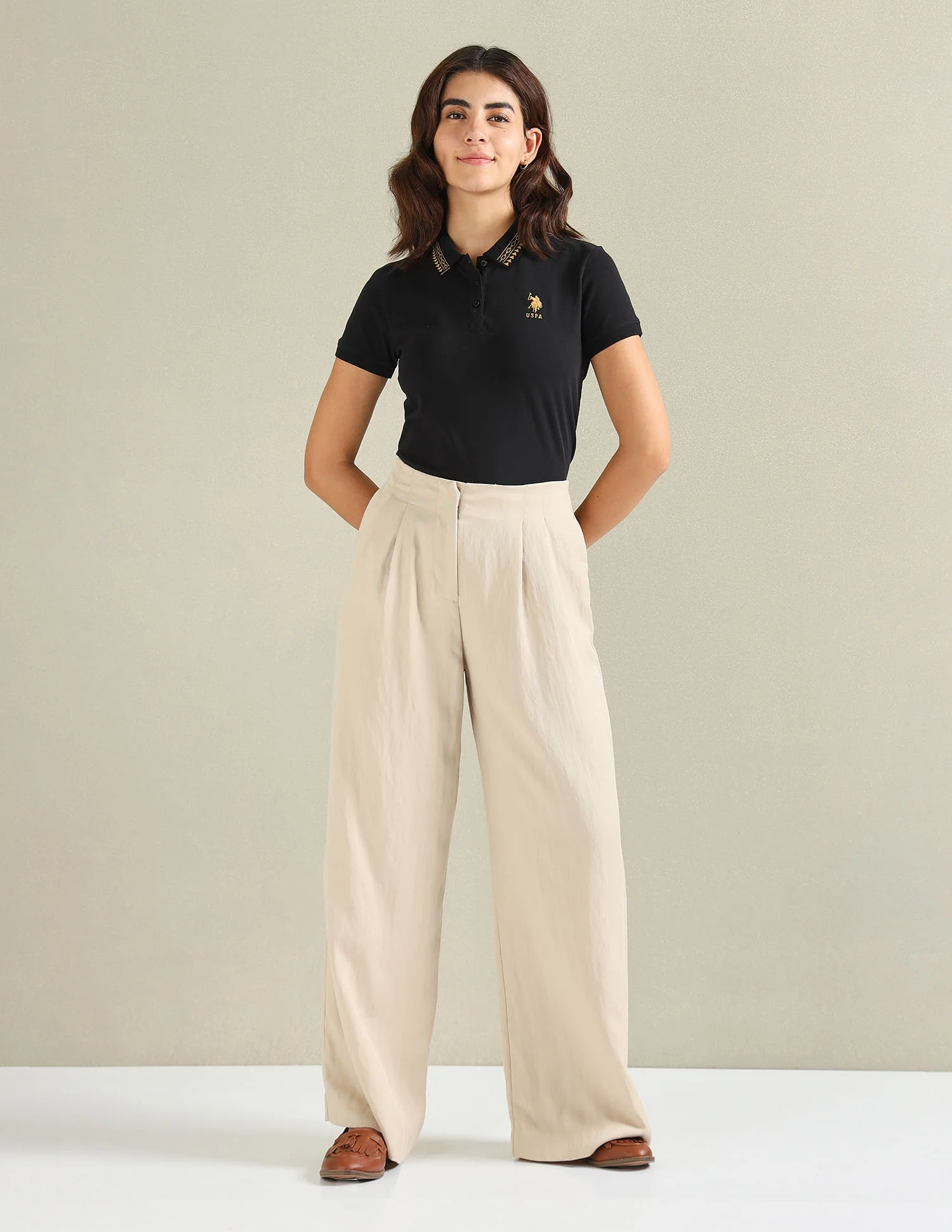 Geometric Detail Pique Polo Shirt - Image 3