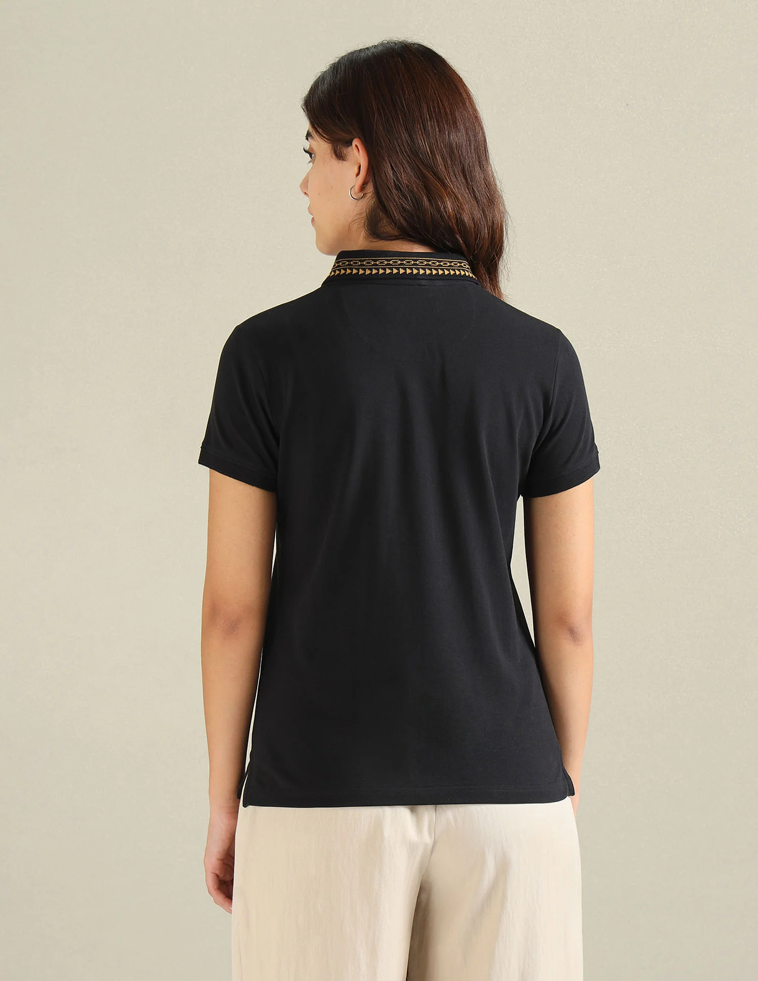 Geometric Detail Pique Polo Shirt - Image 5