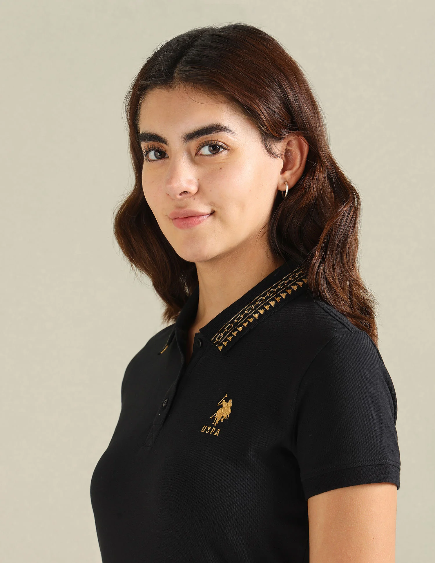 Geometric Detail Pique Polo Shirt - Image 7