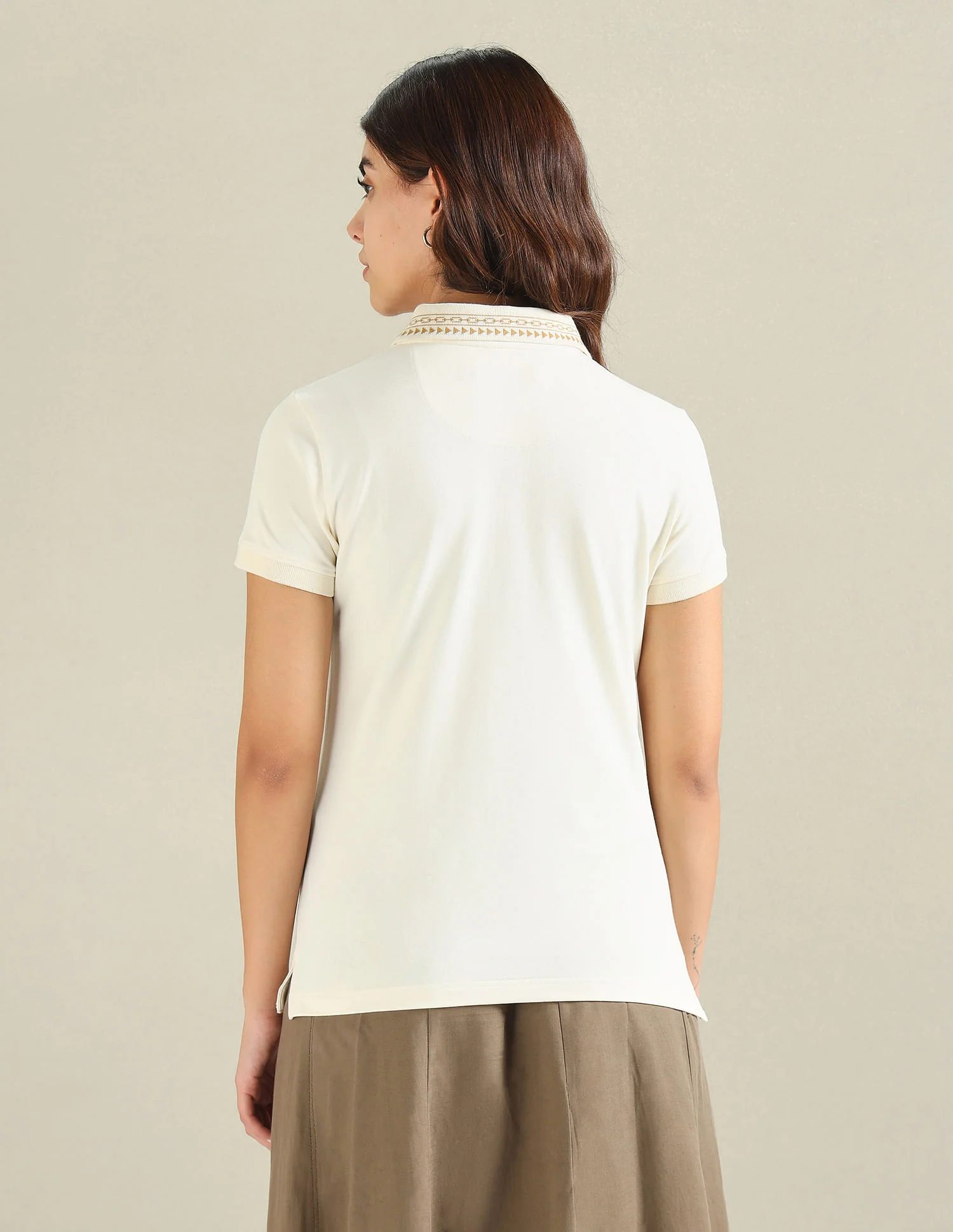 Geometric Detail Pique Polo Shirt - Image 5