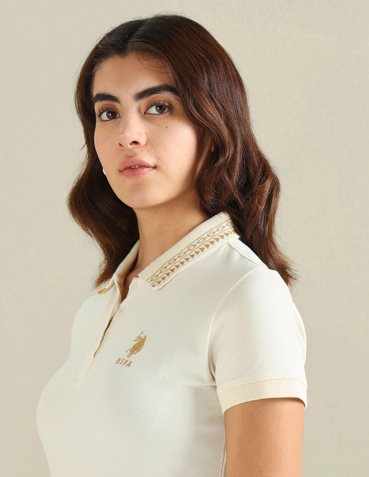 Geometric Detail Pique Polo Shirt - Image 7