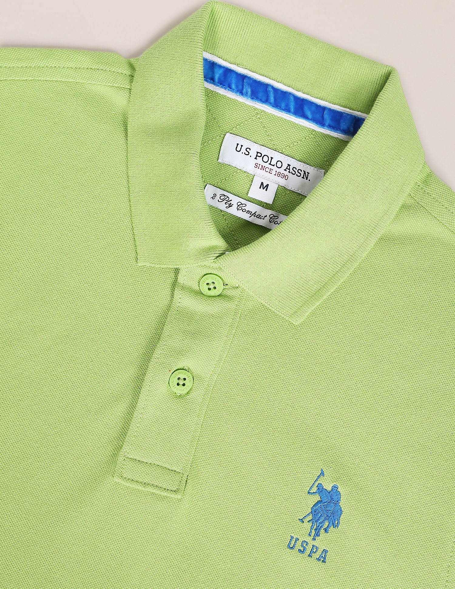 Ribbed Collar Solid Polo Shirt - Image 2