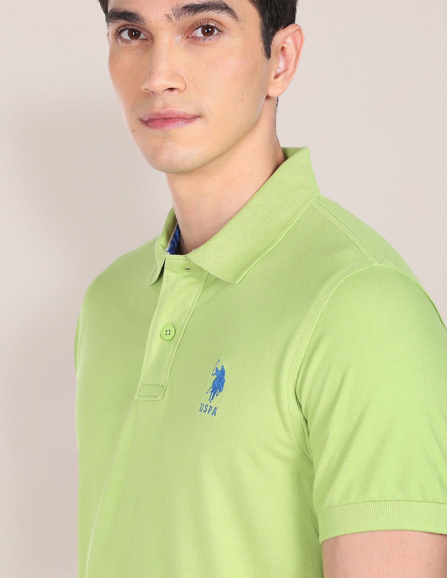 Ribbed Collar Solid Polo Shirt - Image 7