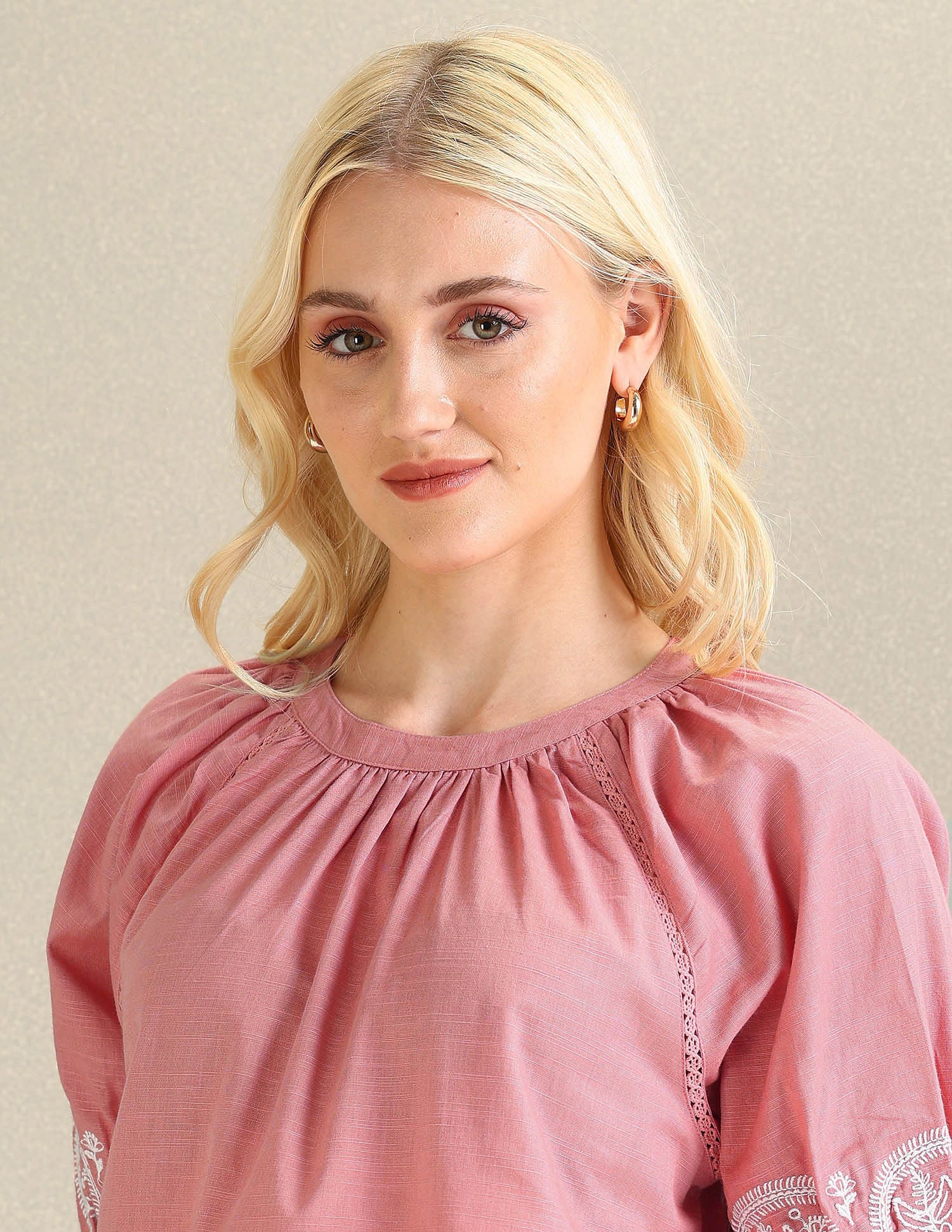 Embroidered Sleeve Cotton Top - Image 7