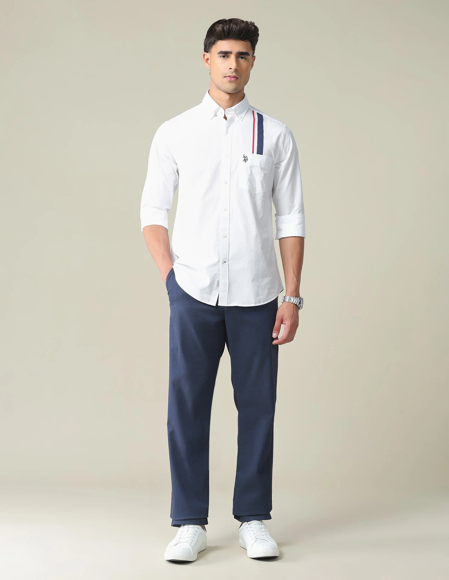 Engineered Stripe Cotton Casual Shirt - Image 3