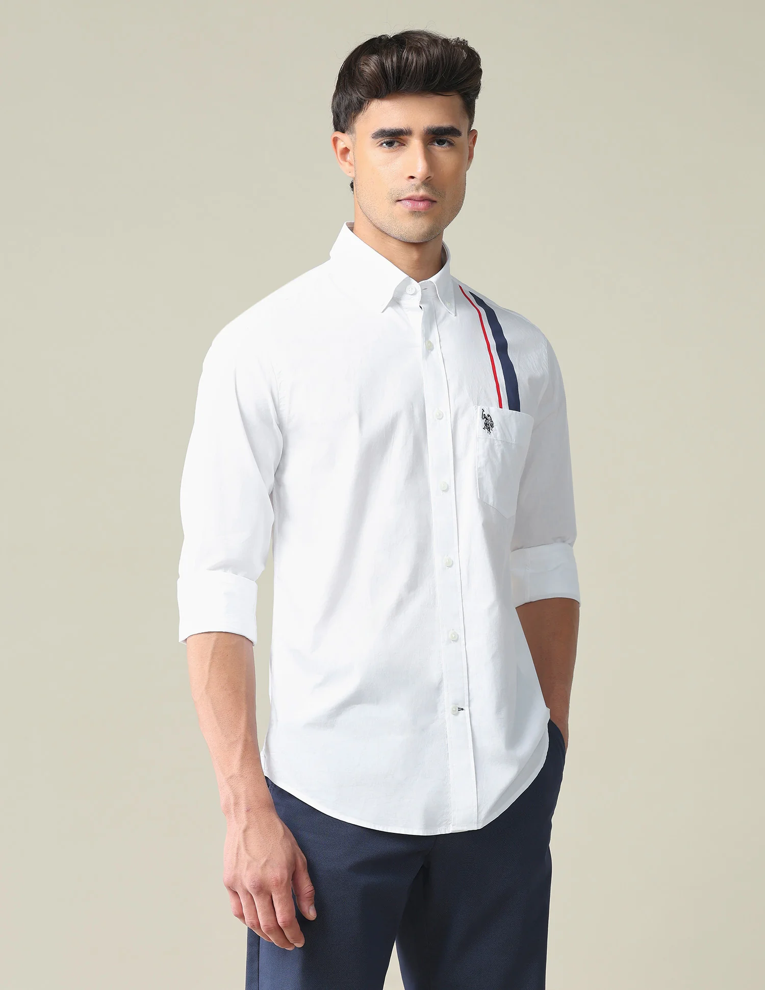 Engineered Stripe Cotton Casual Shirt - Image 4