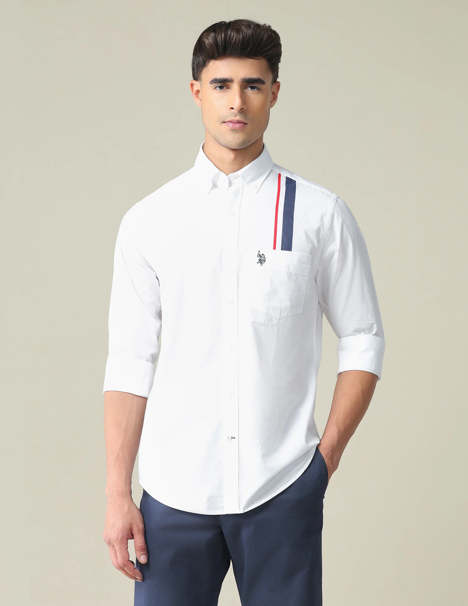 Engineered Stripe Cotton Casual Shirt - Image 6