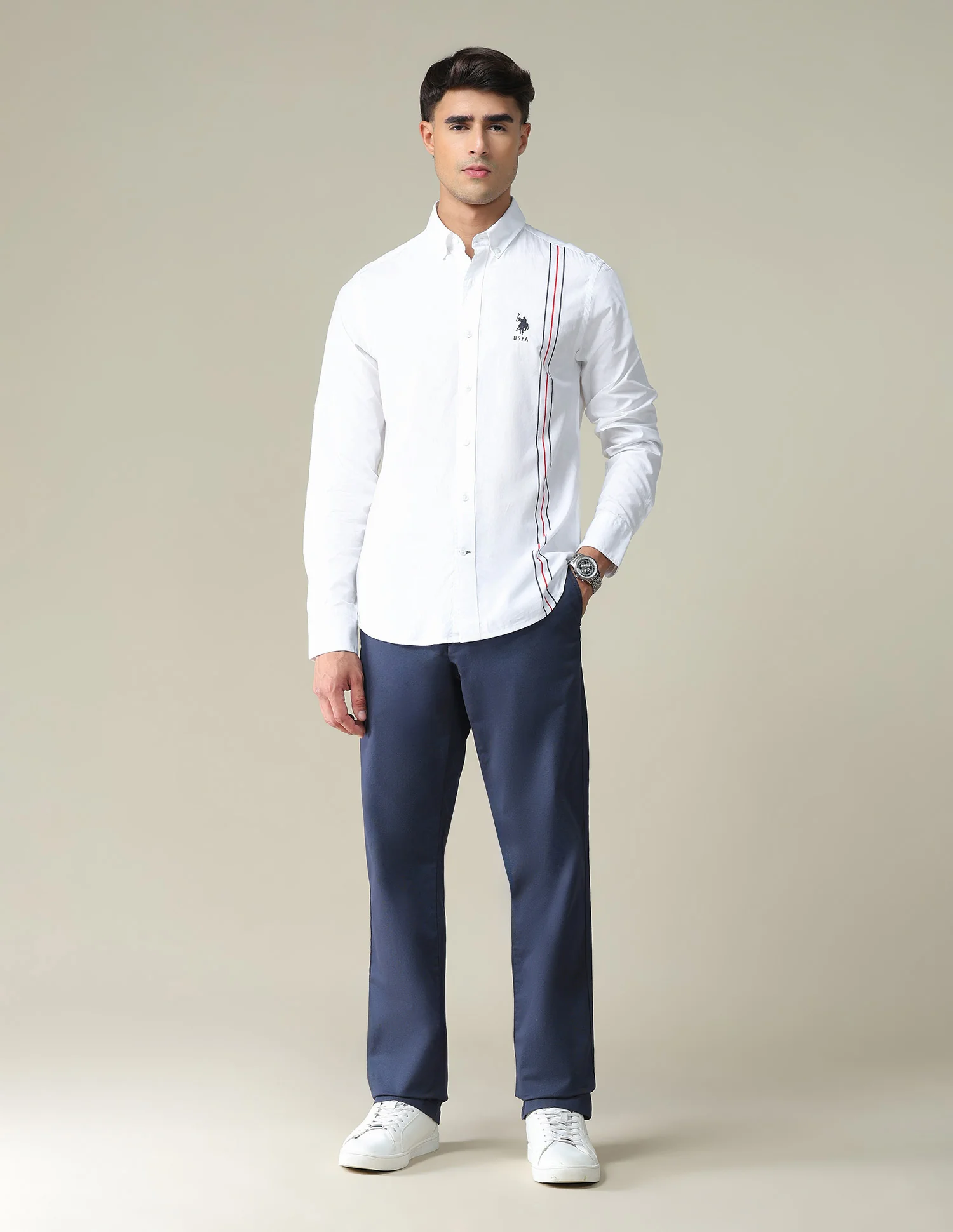 Engineered Stripe Cotton Casual Shirt - Image 3