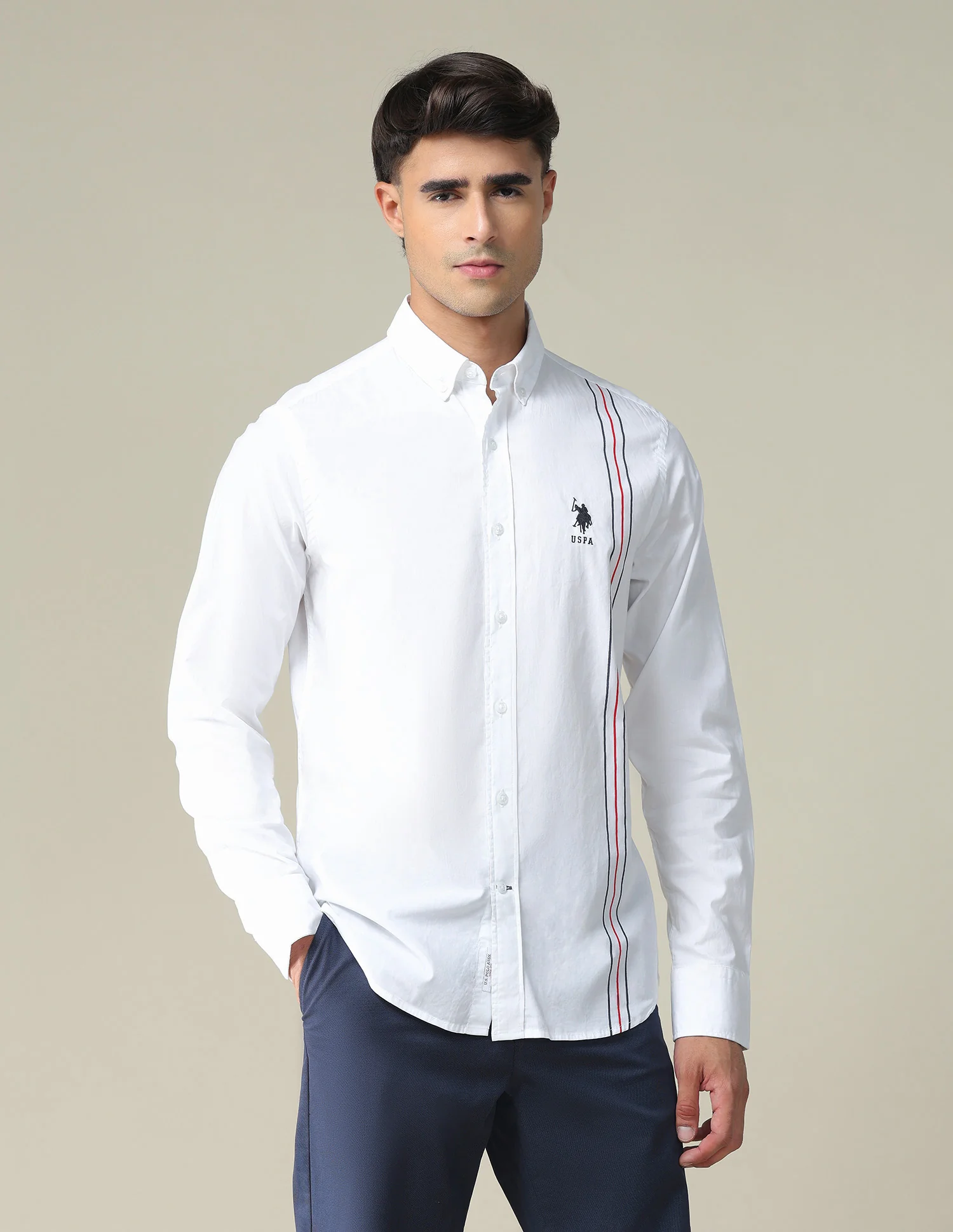 Engineered Stripe Cotton Casual Shirt - Image 4