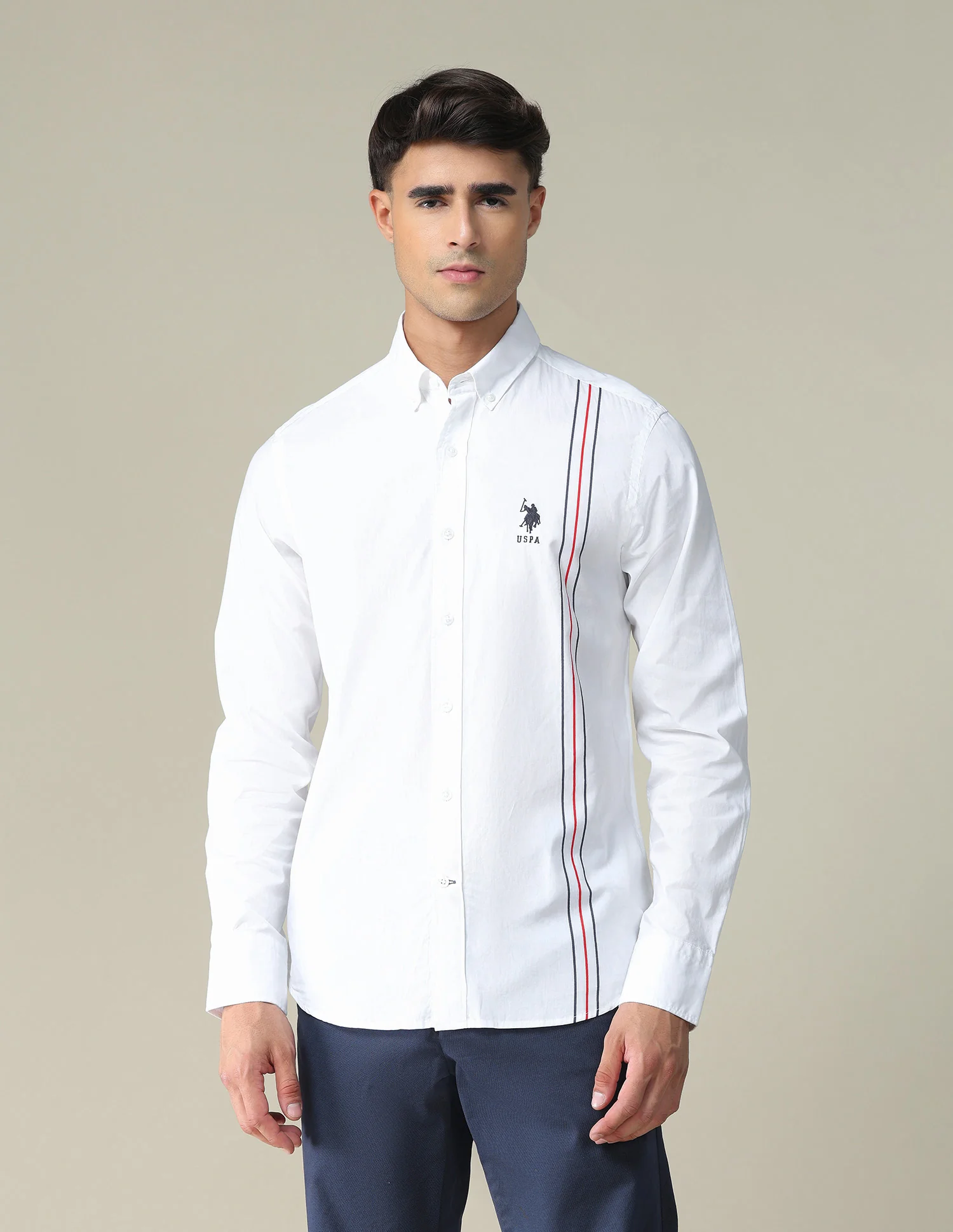 Engineered Stripe Cotton Casual Shirt - Image 6