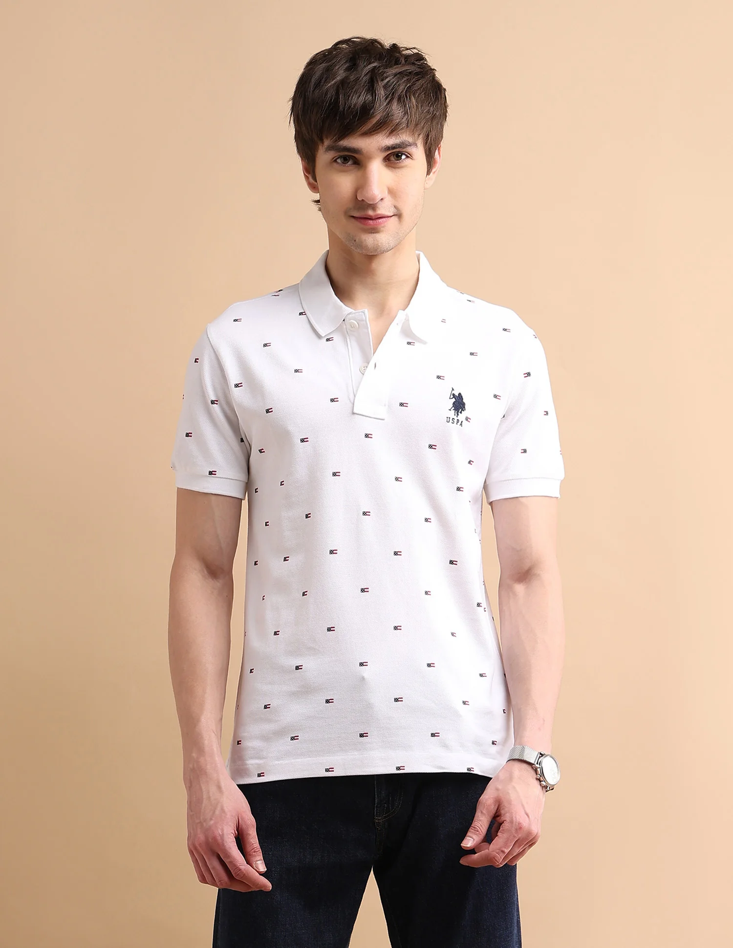 Flag Print Polo Shirt