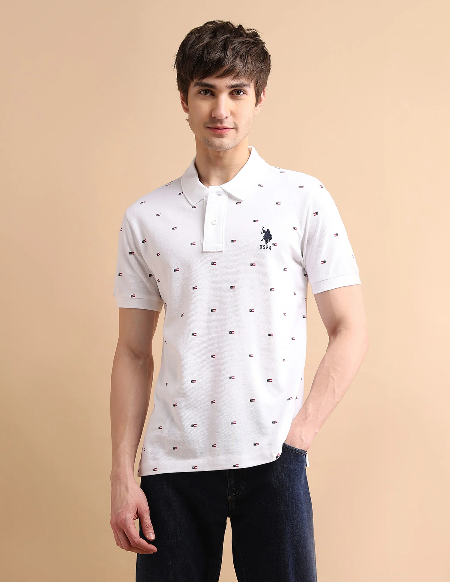 Flag Print Polo Shirt - Image 6