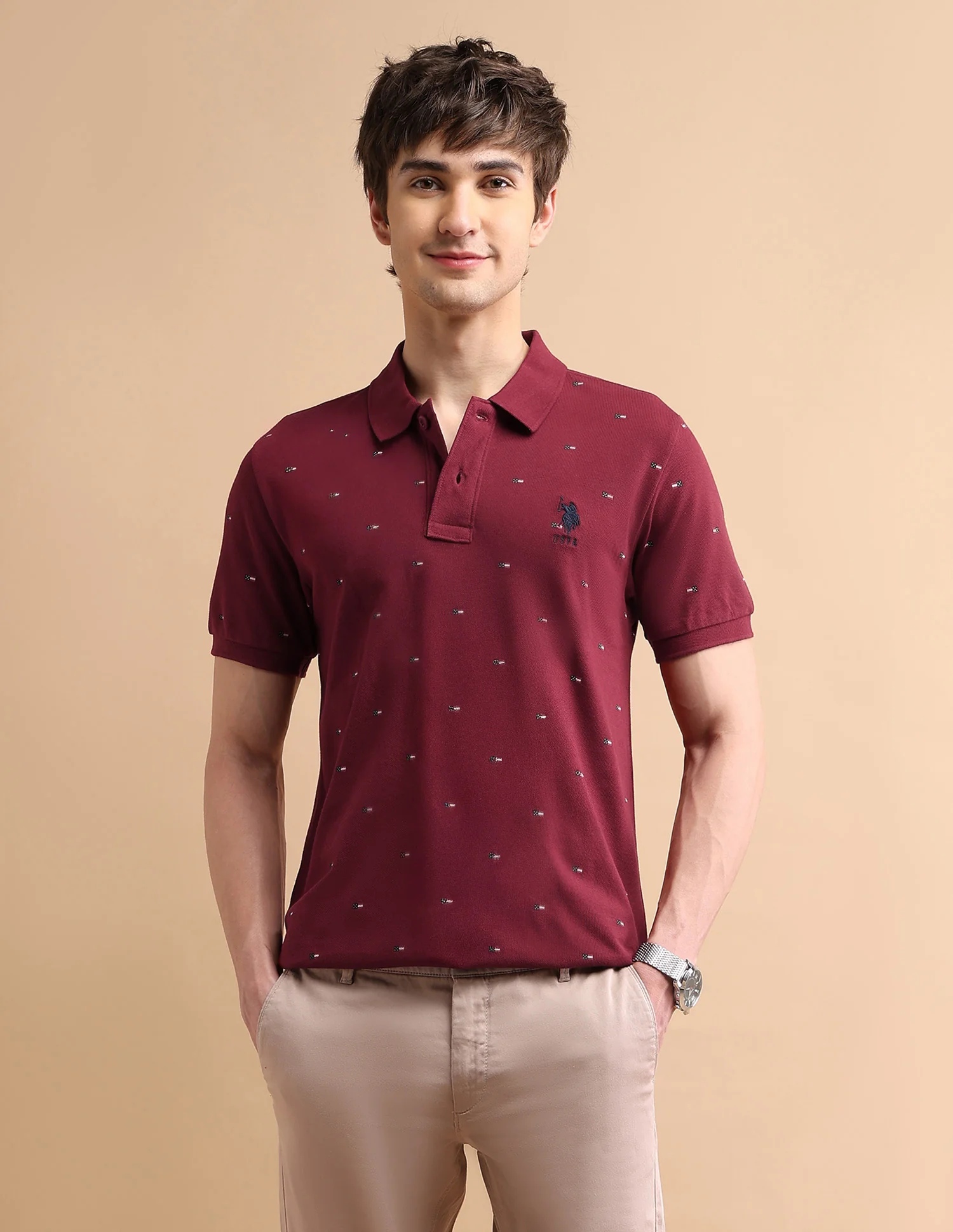 Flag Print Polo Shirt
