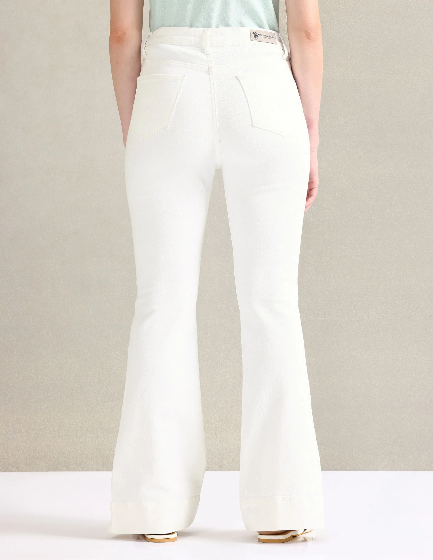 Flared Fit White Jeans - Image 5
