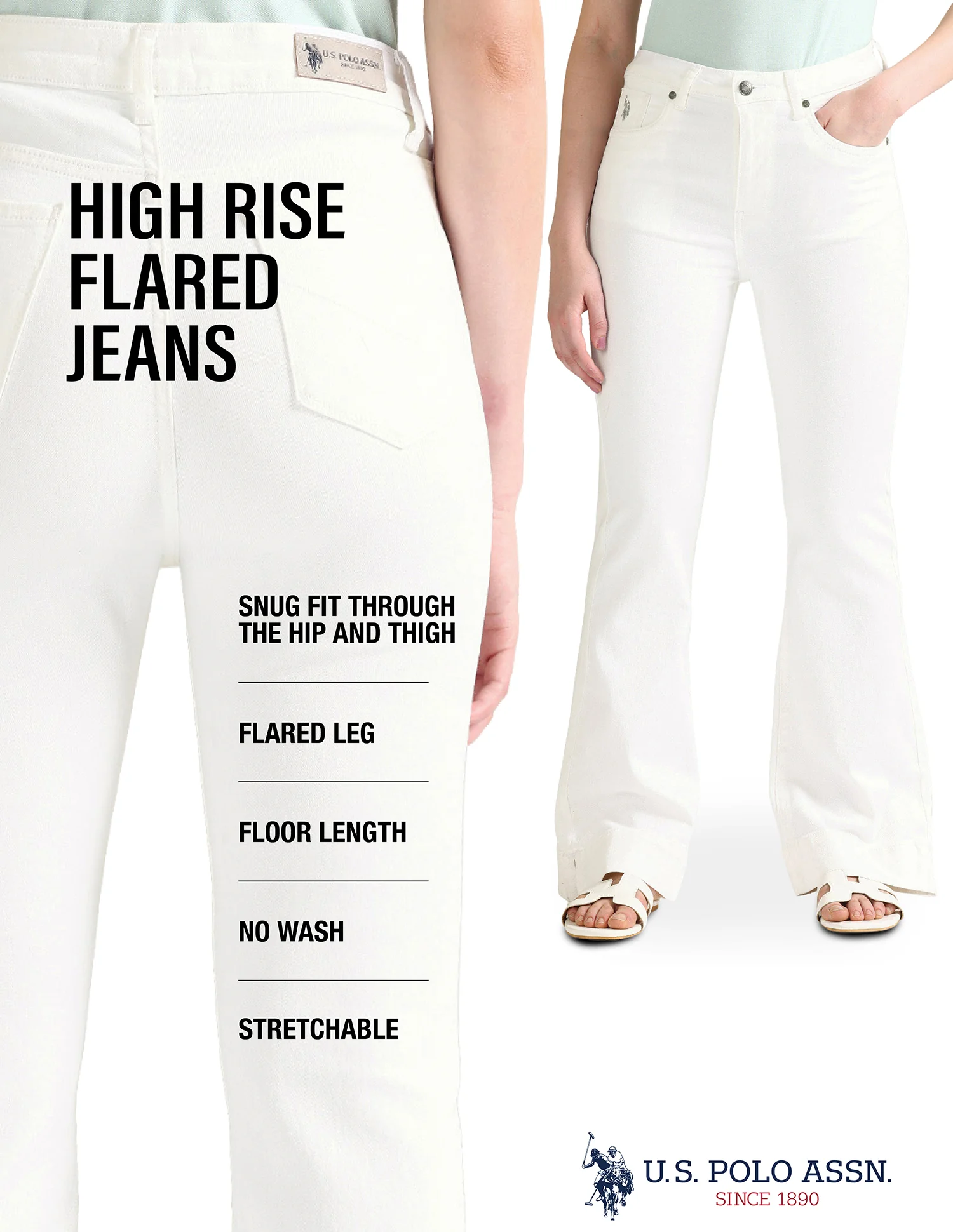 Flared Fit White Jeans - Image 8