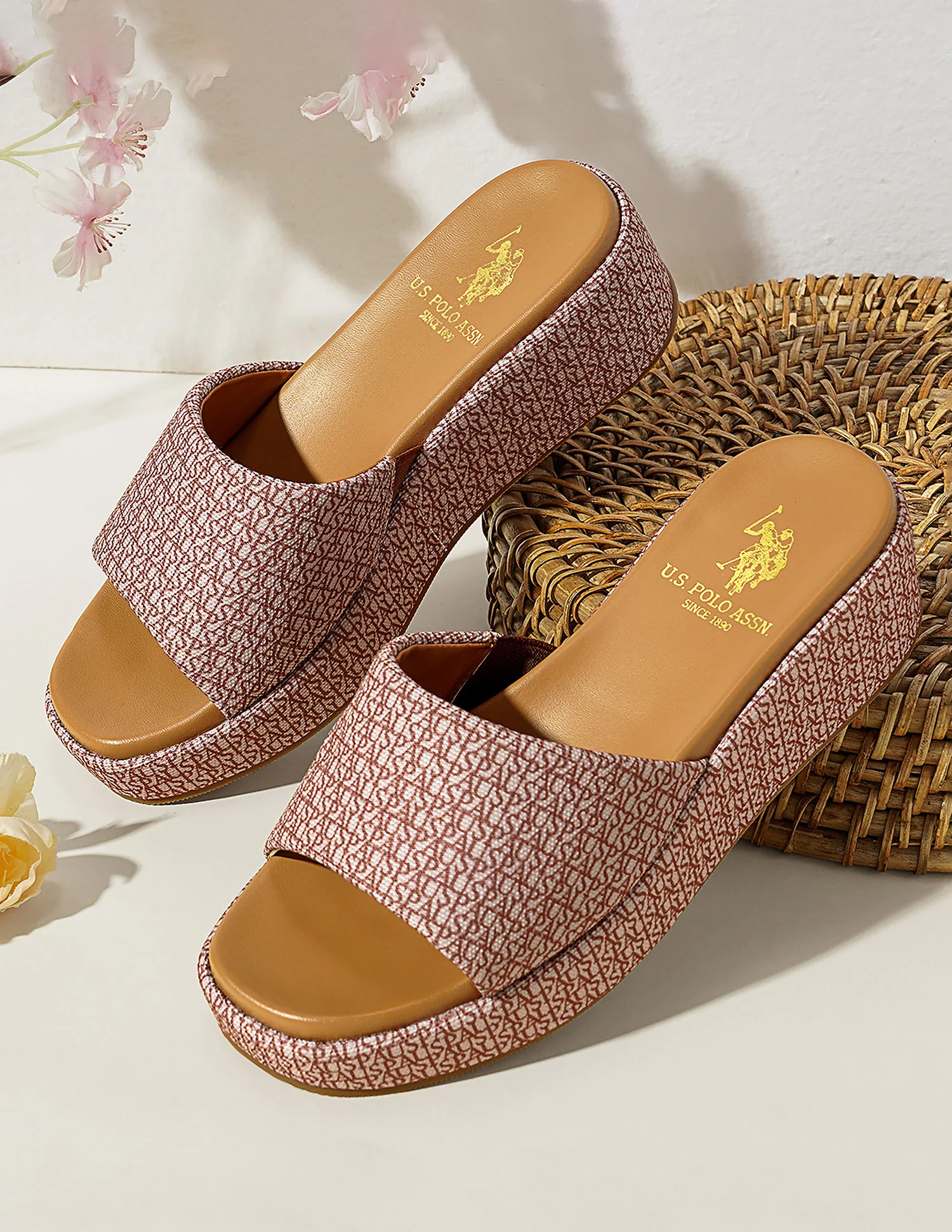 Open Toe Brand Print Savina Sandals - Image 2