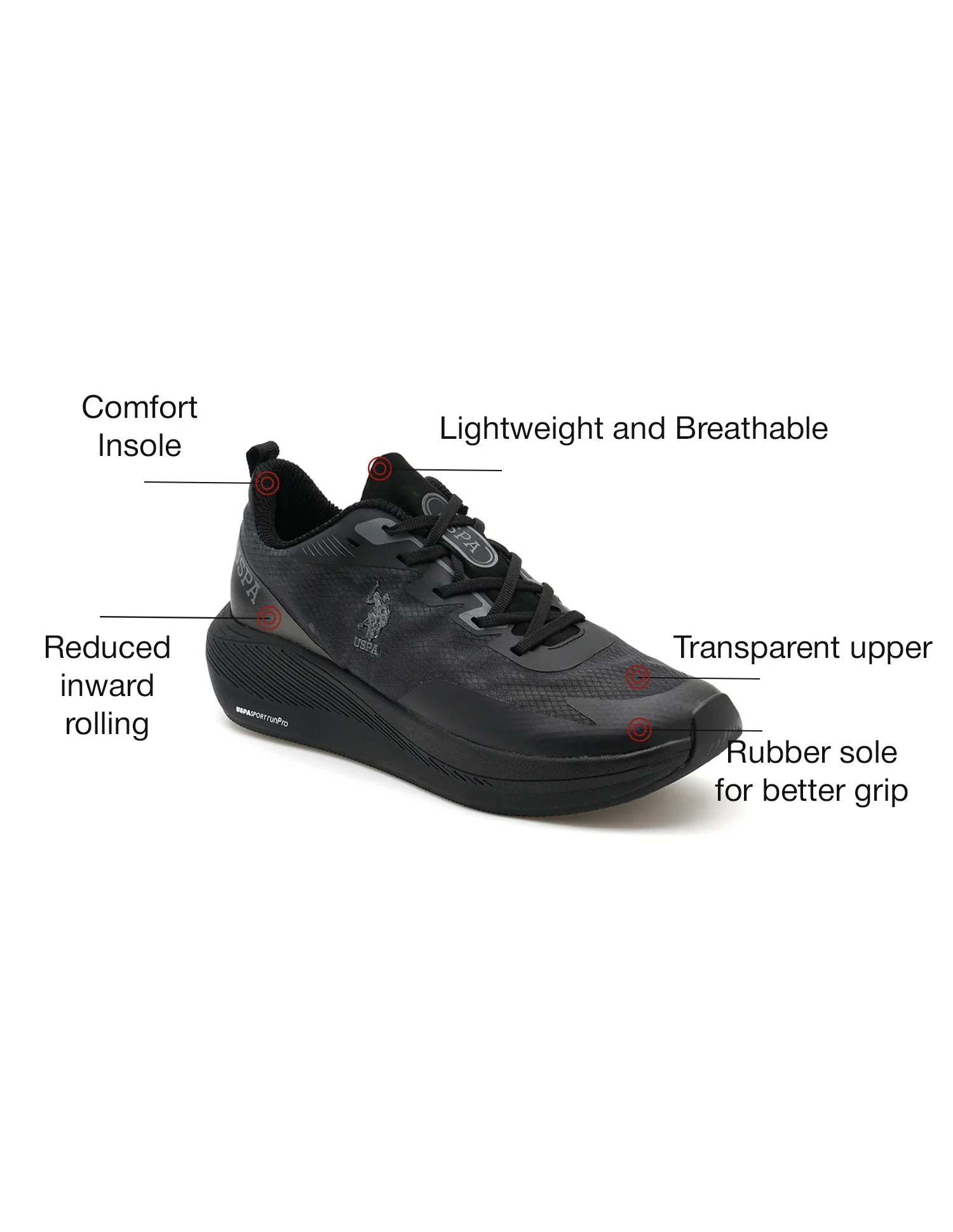 Men Severin Black Uspa Sport Runpro Running Shoes - Image 2