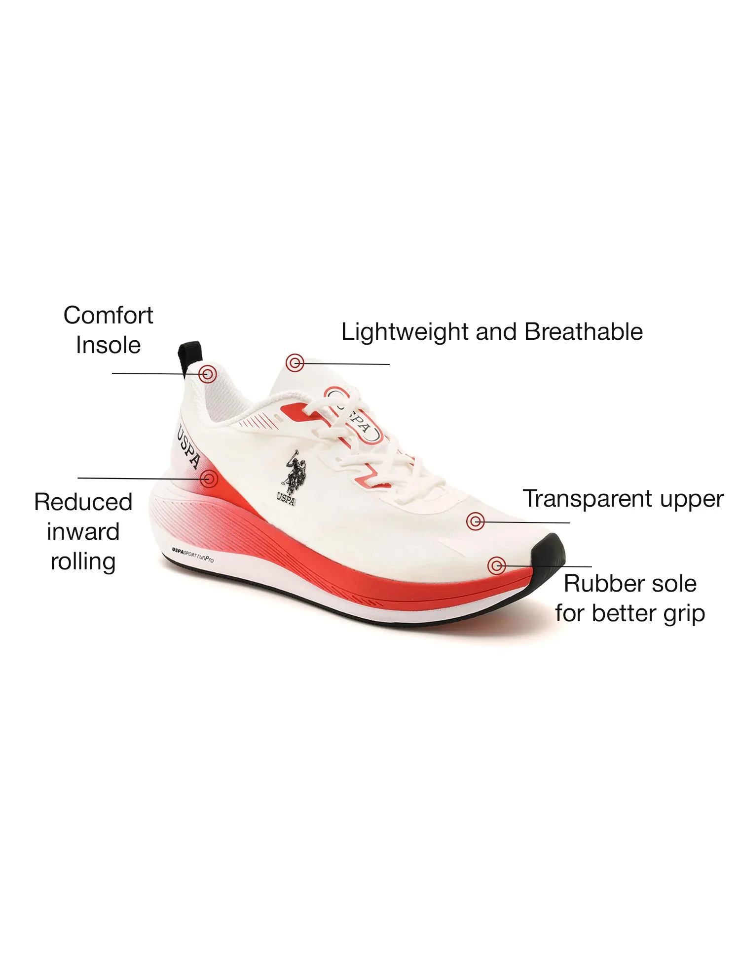 Men Severin White Uspa Sport Runpro Running Shoes - Image 2