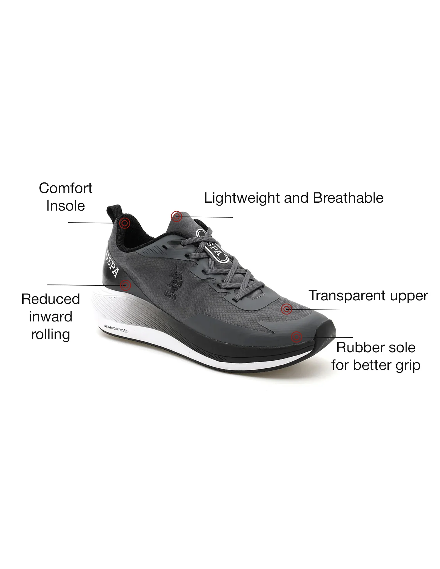 Men Severin Grey Uspa Sport Runpro Running Shoes - Image 2