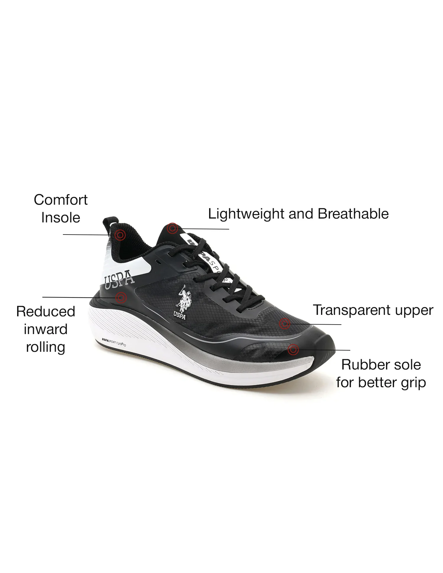 Men Henry Black Uspa Sport Runpro Running Shoes - Image 2
