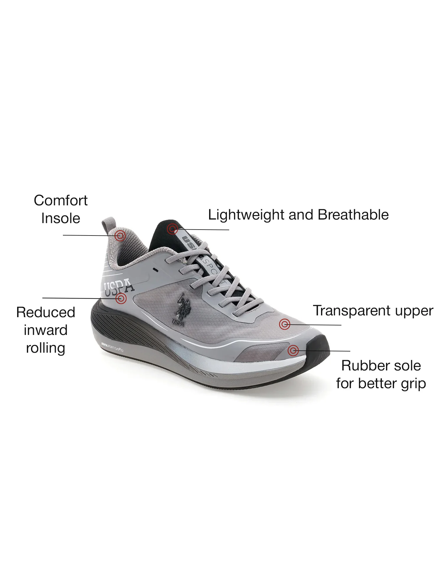Men Henry Dk. Grey Uspa Sport Runpro Running Shoes - Image 2