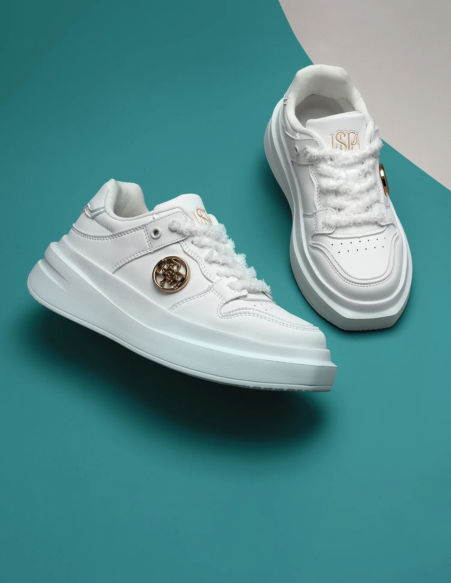 Textured Burna Metallic Logo Sneakers