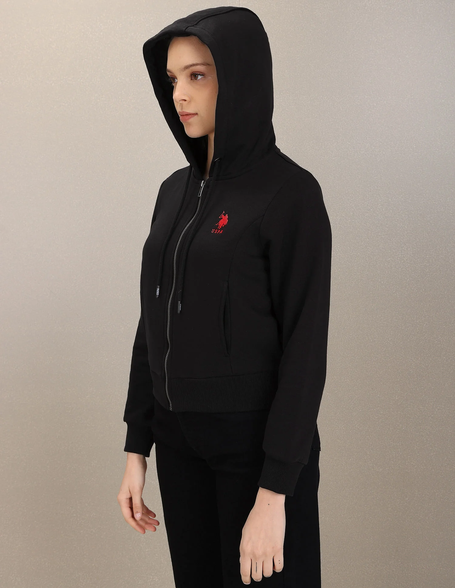 Full Zip Placket Solid Sweatshirt - Image 4