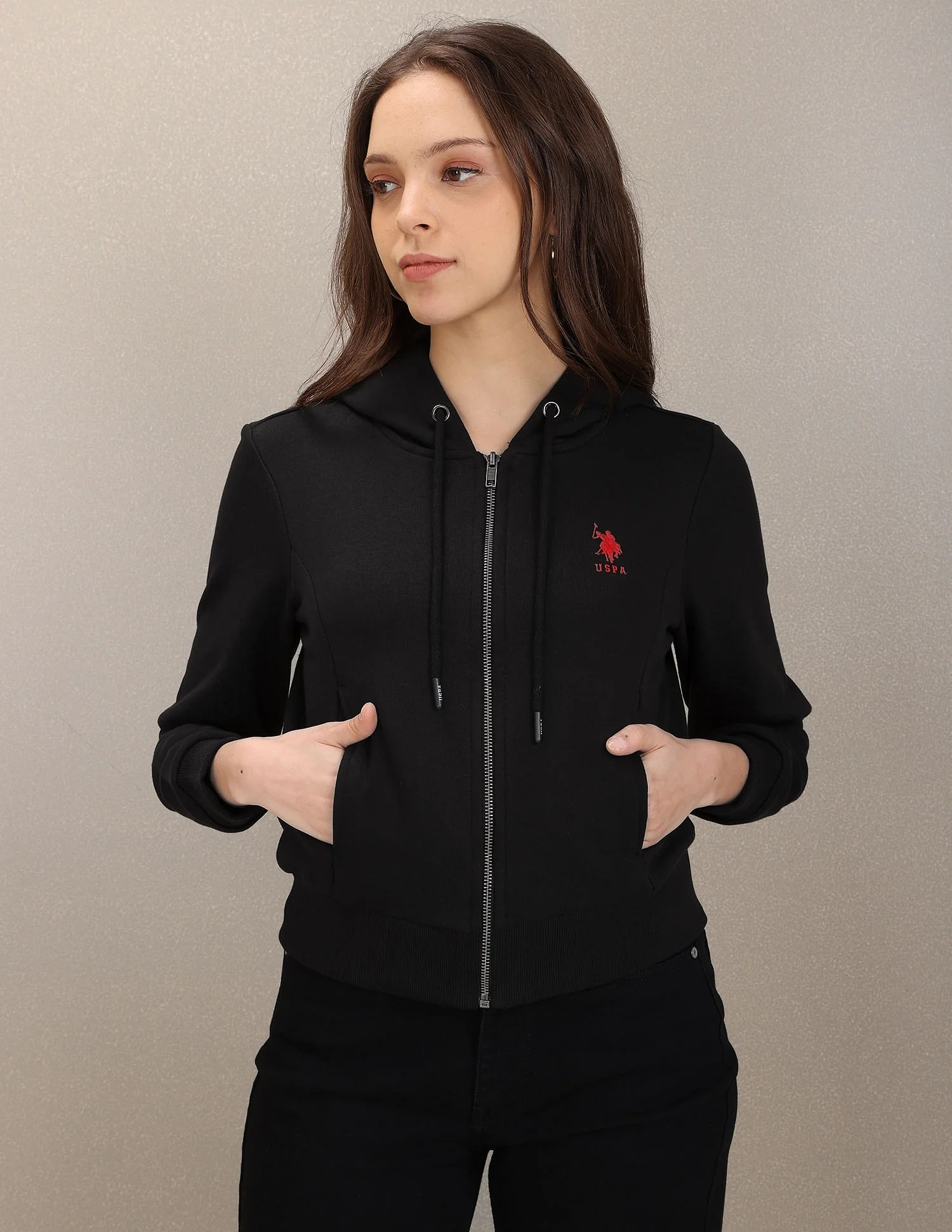 Full Zip Placket Solid Sweatshirt - Image 6