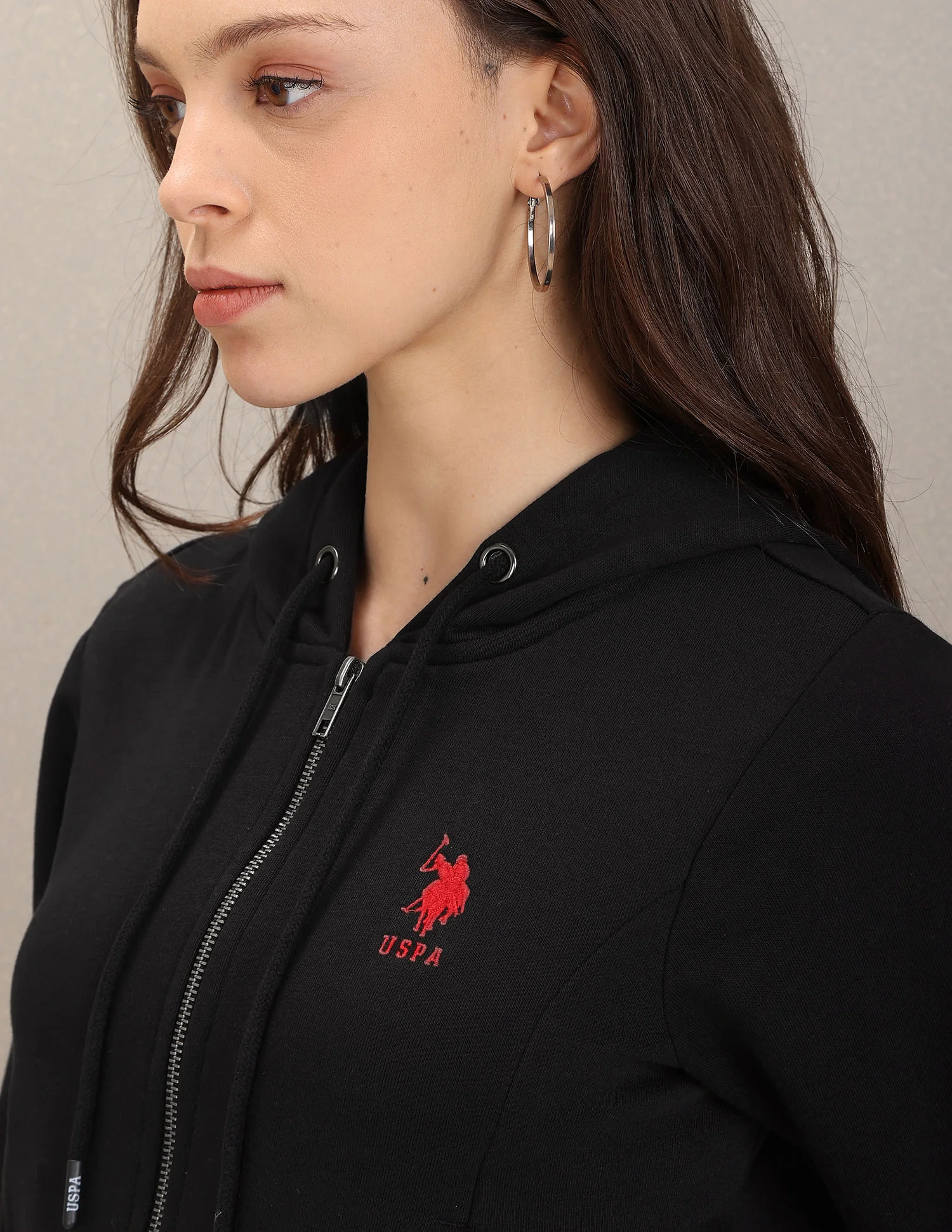 Full Zip Placket Solid Sweatshirt - Image 7