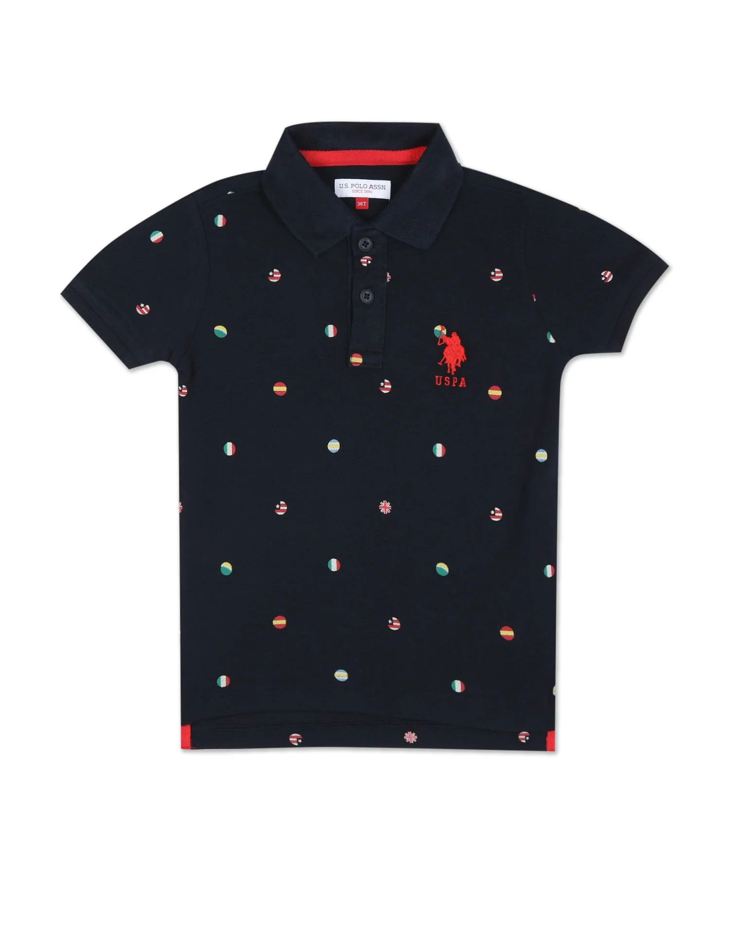 Geometric Print Cotton Polo Shirt