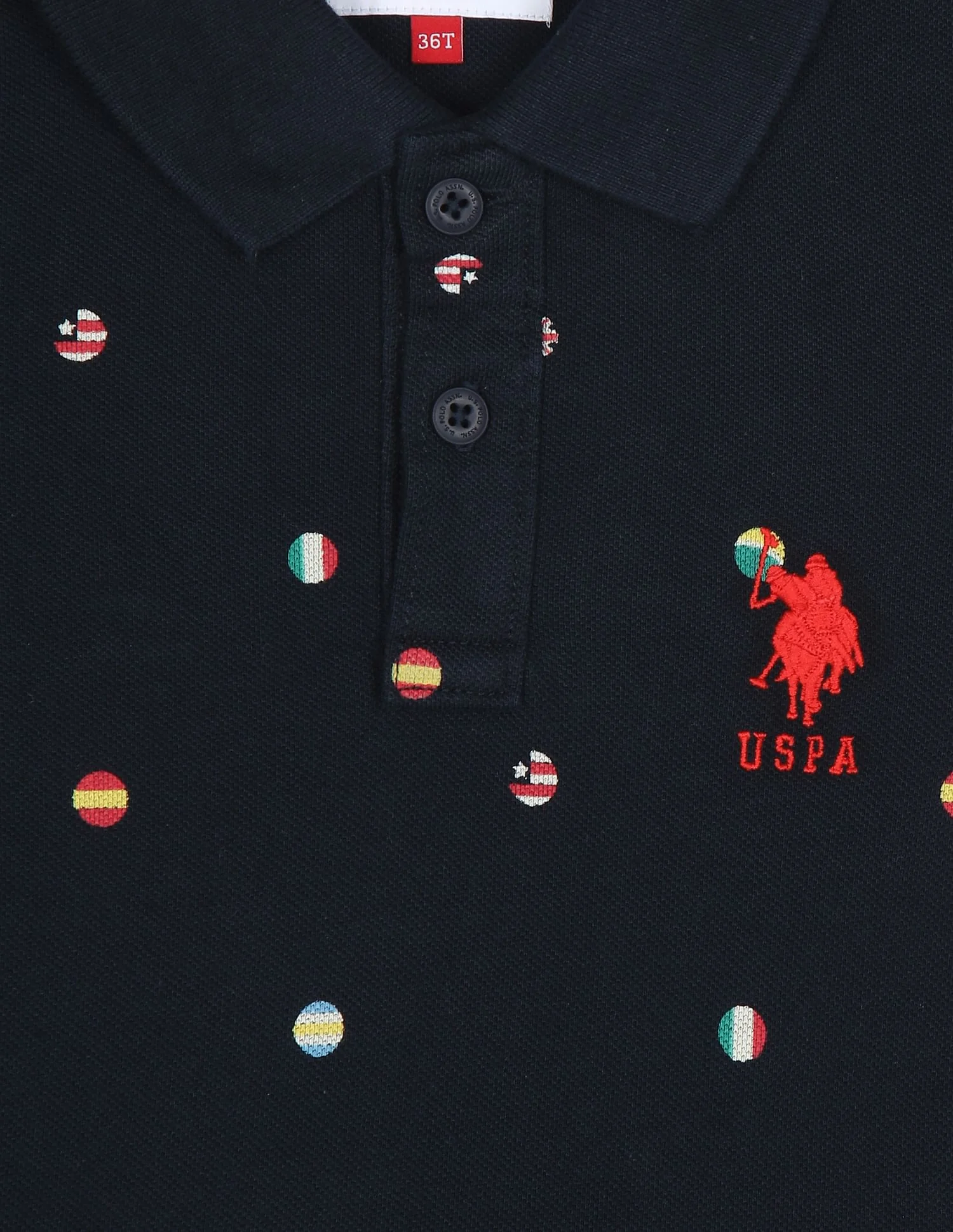Geometric Print Cotton Polo Shirt - Image 3