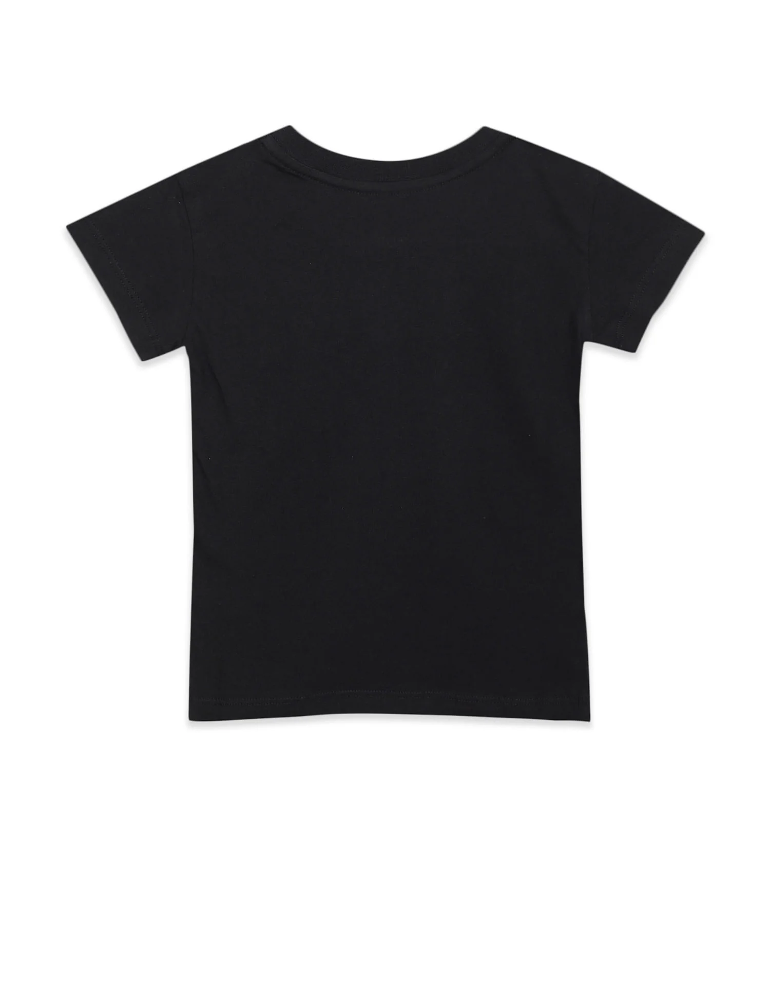 Girls Black Crew Neck Glitter Print T-Shirt - Image 2
