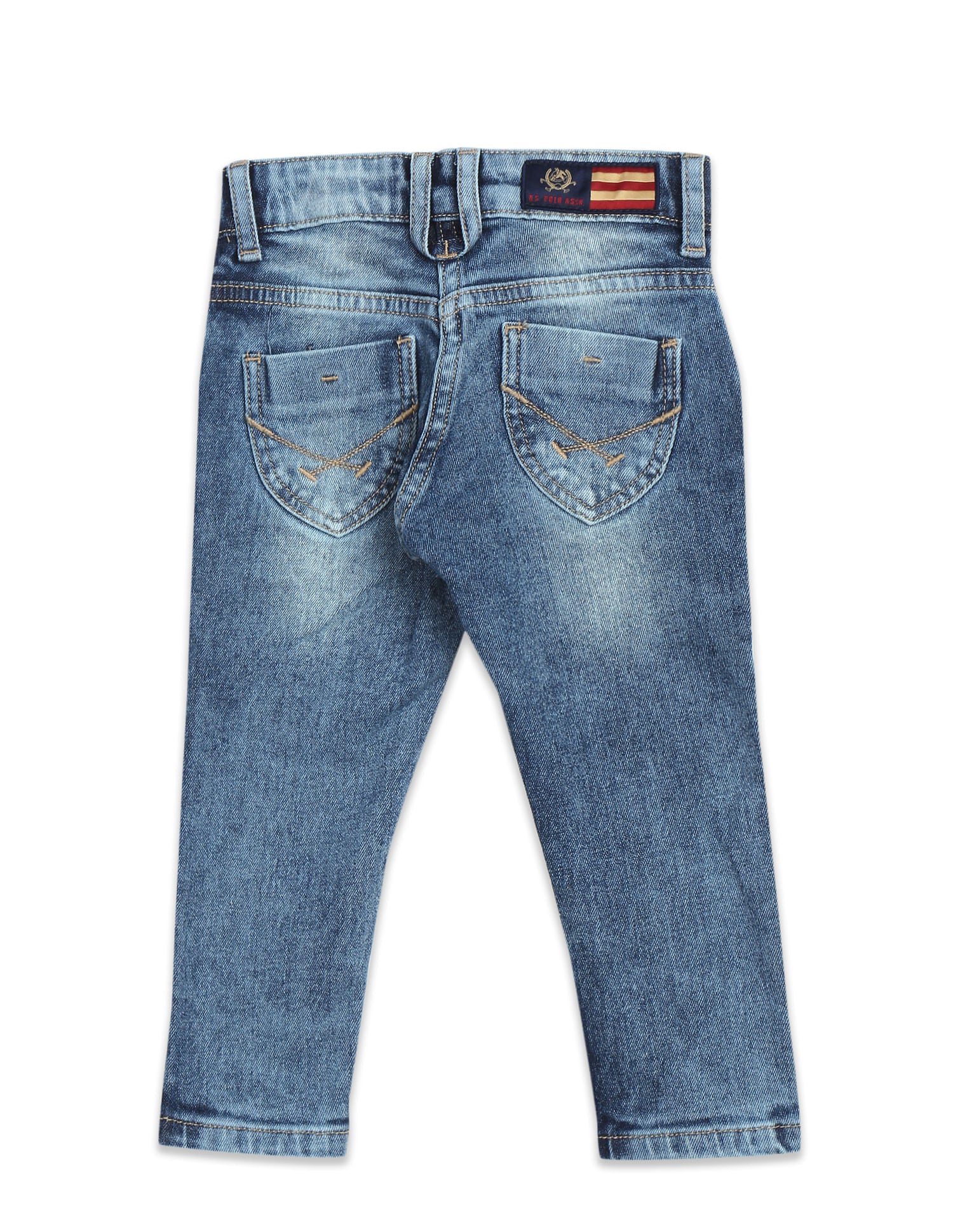 Girls Blue Mid Rise Slim Fit Acid Wash Jeans - Image 2