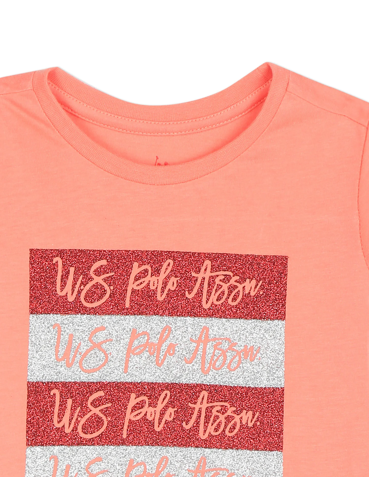 Girls Coral Crew Neck Glitter Logo T-Shirt - Image 4