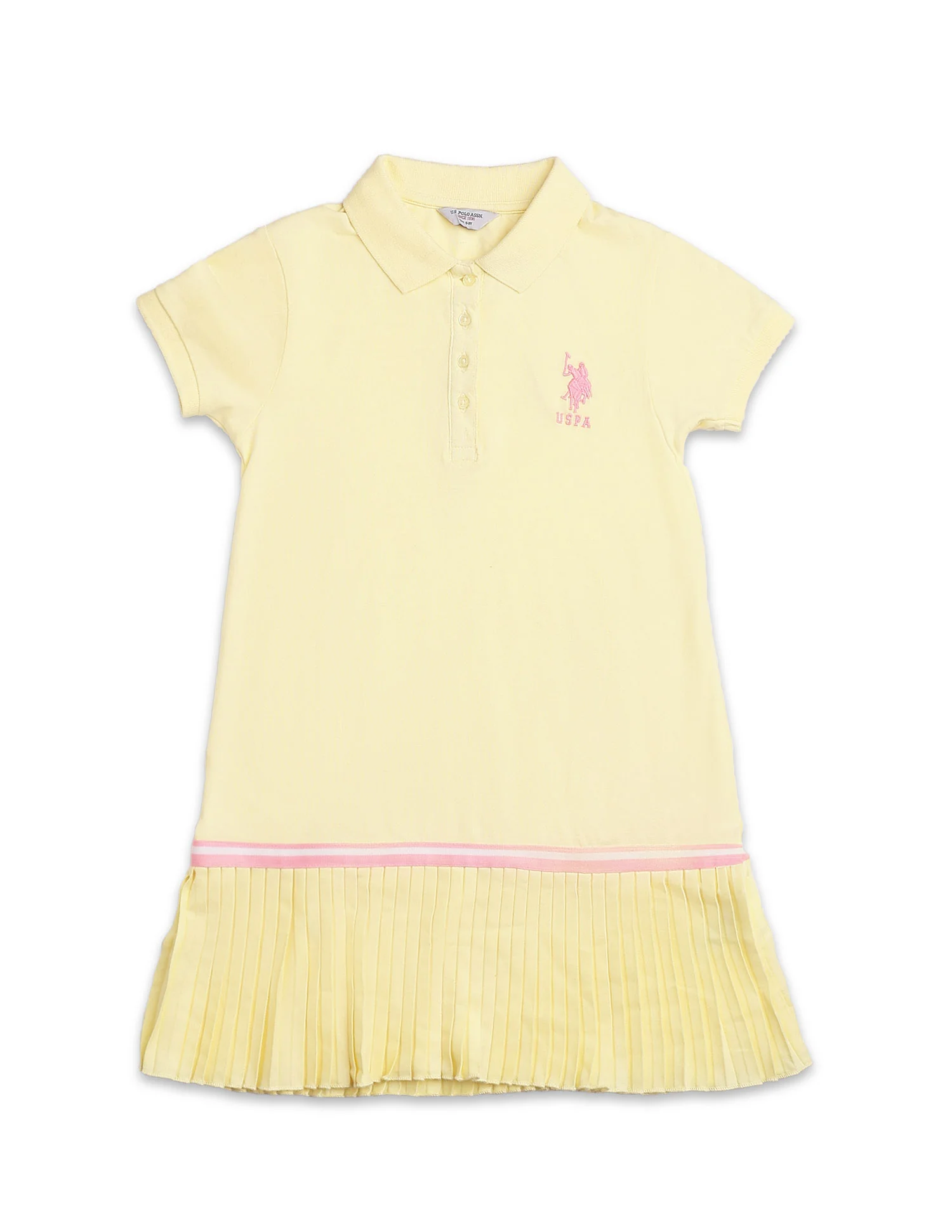 Girls Flared Hem Solid Polo Dress - Image 8