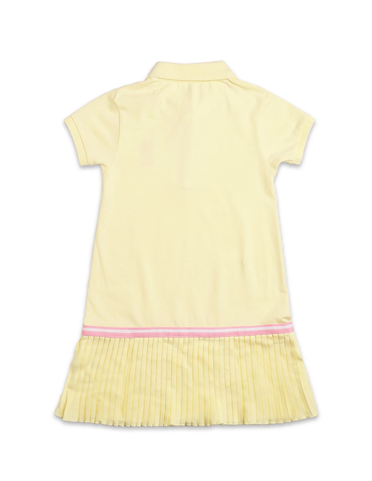 Girls Flared Hem Solid Polo Dress - Image 9