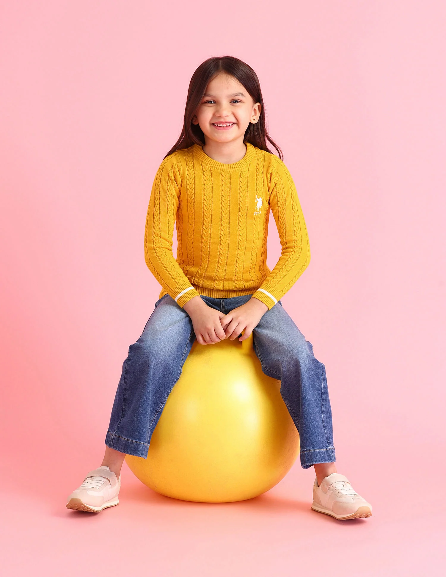Girls Cable Knit Cotton Sweater