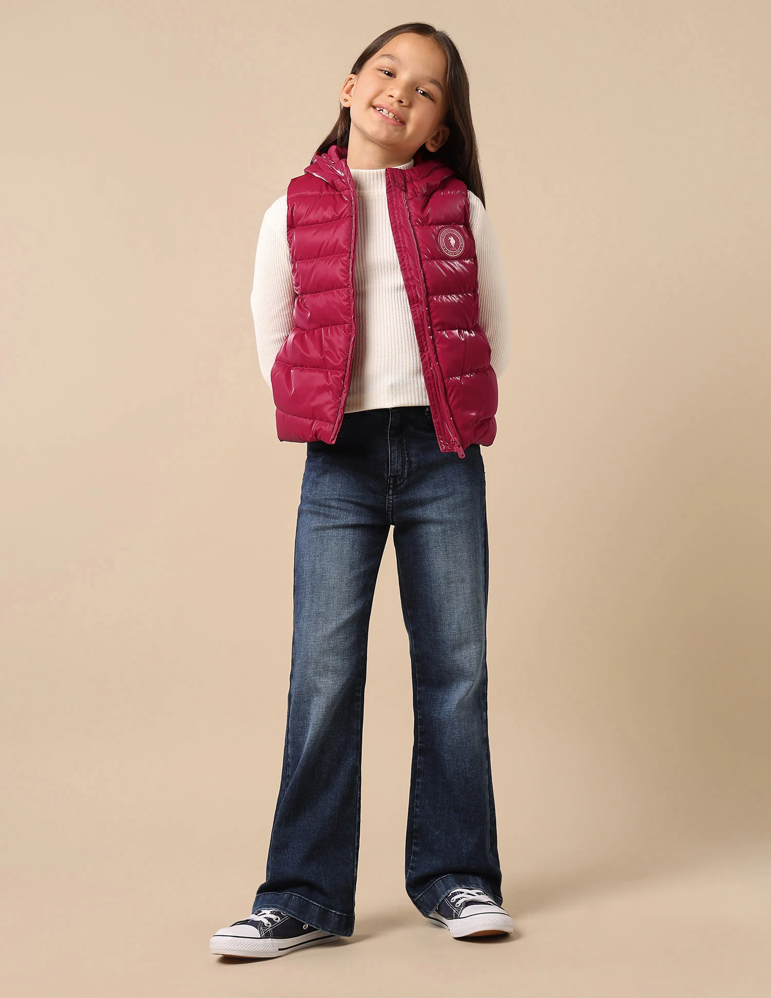 Girls Hooded Puffer Gilet Jacket - Image 3