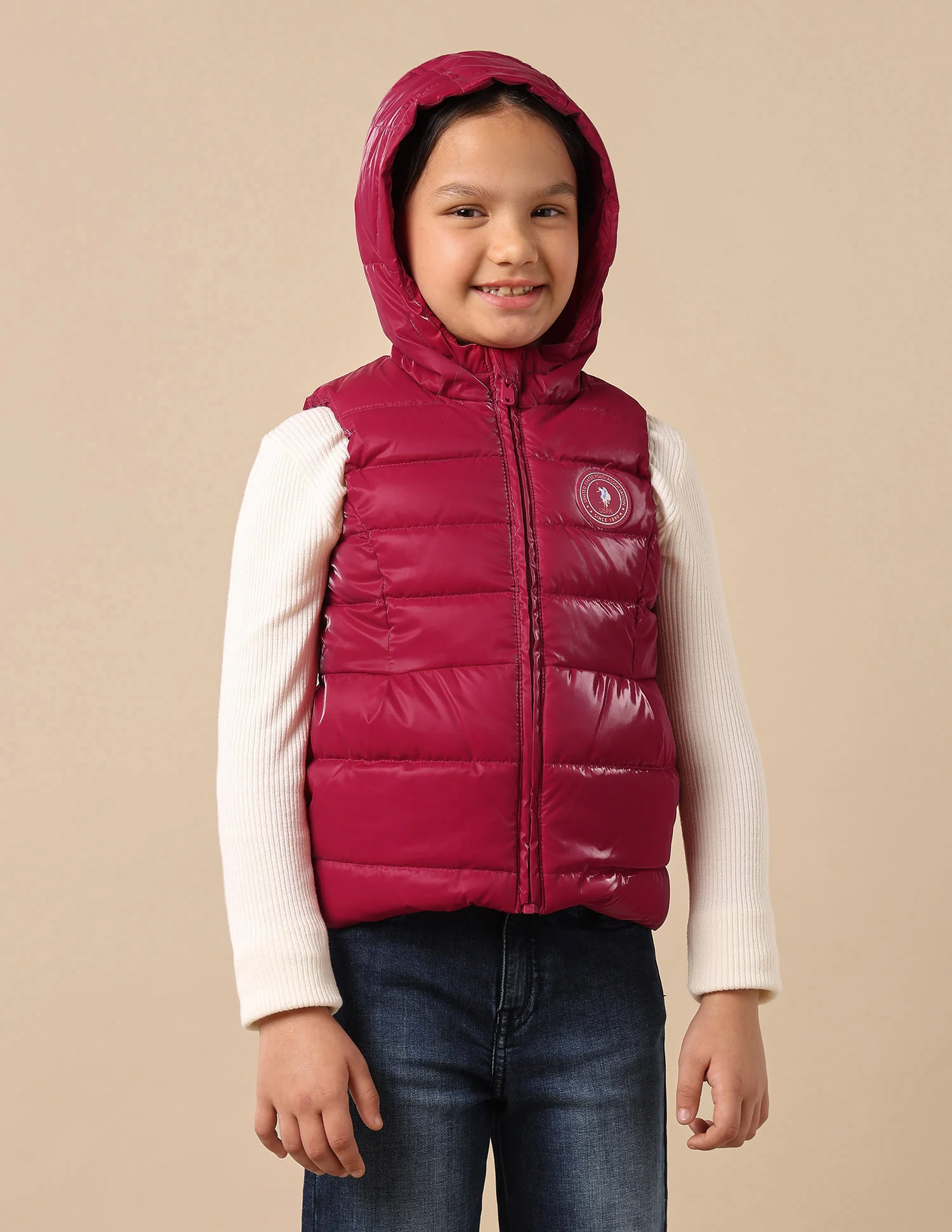 Girls Hooded Puffer Gilet Jacket - Image 4