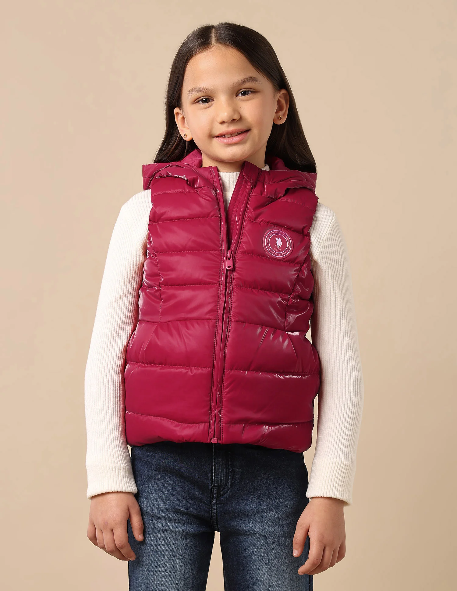 Girls Hooded Puffer Gilet Jacket - Image 6